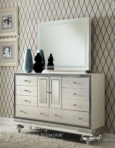 Hollywood Swank Leather Dresser with Rectangle Mirror - Elegant Bedroom Storage for Clothes & Accessories | Perfect for Master Bedroom, Guest Room & Dorm Organization
