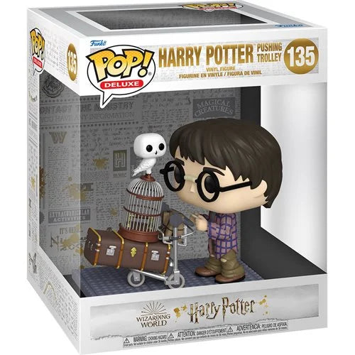 Harry Potter and the Sorcerer's Stone 20th Anniversary Deluxe Pop! Vinyl Figure - Harry Pushing Trolley - Collectible Movie Merchandise for Fans & Home Decor