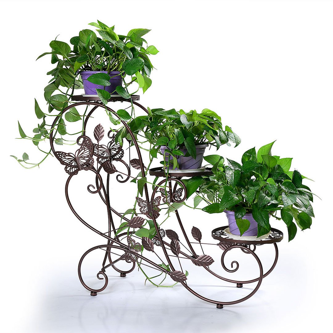 3-Tiered Plant Stand with Classic Bronze Design - Sturdy Flower Pot Rack for Indoor/Outdoor Decor - Perfect for Balcony, Garden, and Home Organizing