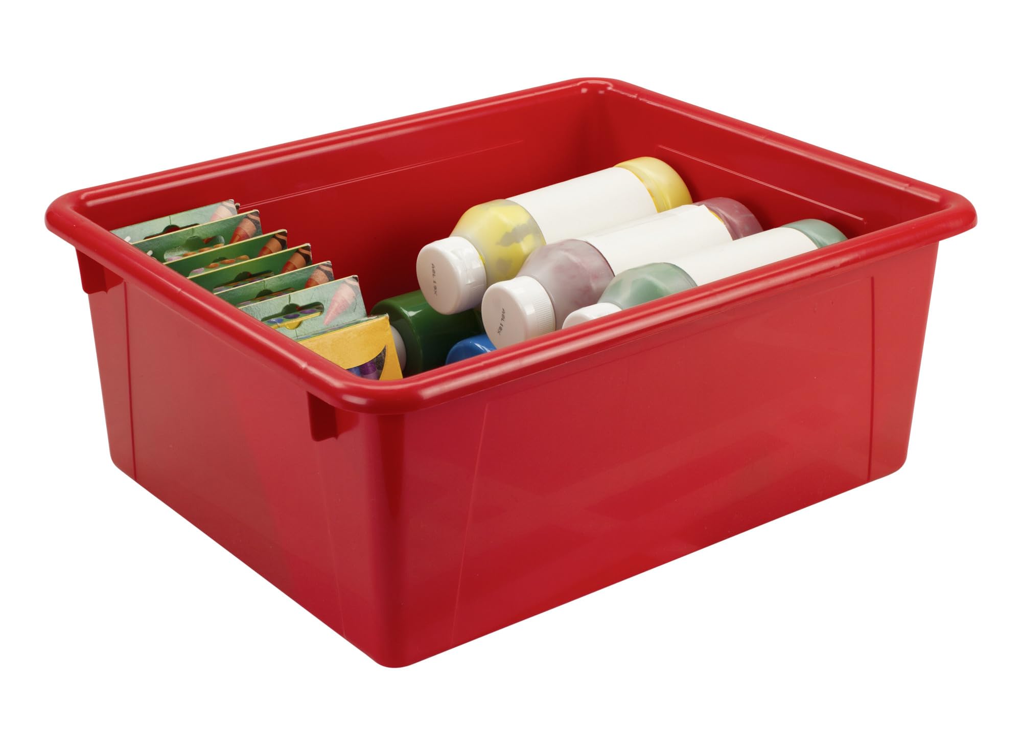 School Smart Durable Plastic Storage Tray - Letter Size Organizer for Classroom Supplies, Home Office & Craft Room | Red Multi-Purpose Desktop Organizer | Perfect for Teachers, Students & Office Organization