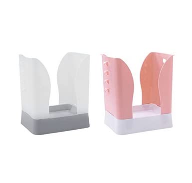 Adjustable Size Trash Can with Fixed Garbage Bag Design - 2 Pack Removable Portable Kitchen Waste Bin for Bedroom, Office, Camping (Pink White + White Grey) - Perfect for Home, RV & Outdoor Use