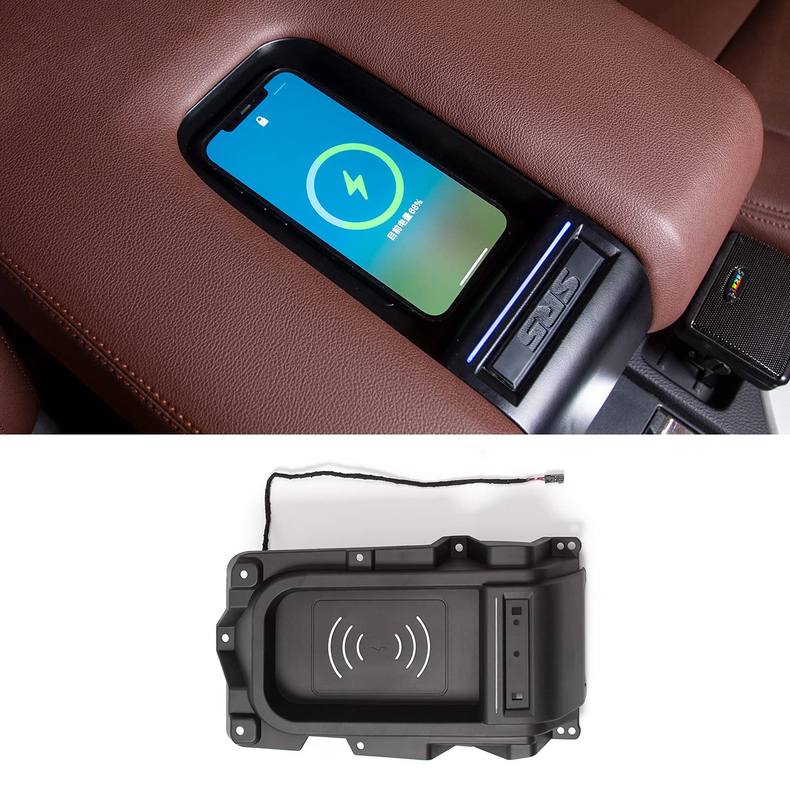 Xipoo Fit Wireless Charger Pad for 2014-2021 Toyota Tundra - Qi Fast Charging Tray Center Console Accessory Compatible with iPhone 14/13/12/11, Samsung Galaxy S23/S22/S21 (Perfect for Road Trips & Daily Commute)