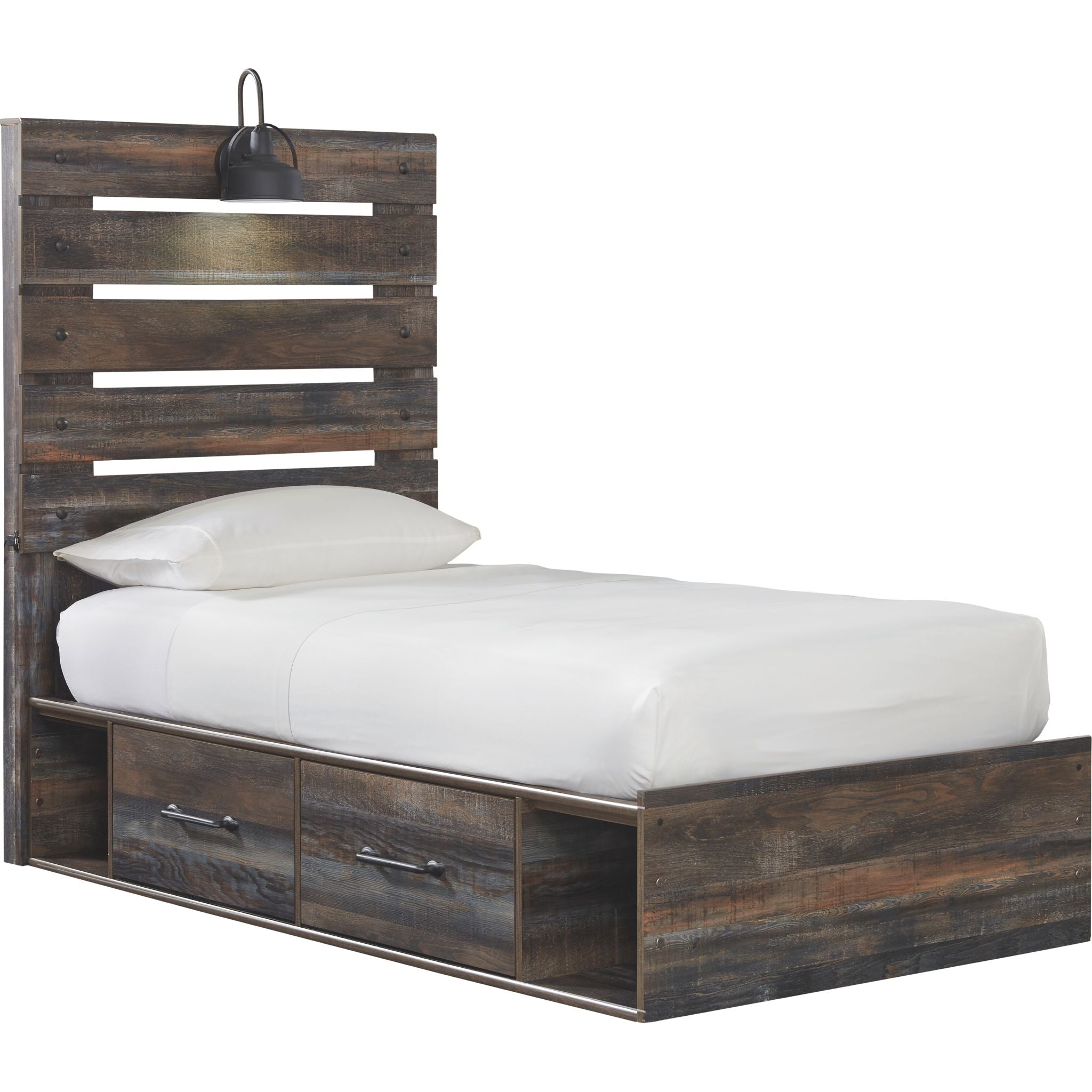Drystan Panel Bed with 2 Drawer Storage - Queen Size Bed Frame with Underbed Storage - Modern Bedroom Furniture for Small Spaces & Guest Rooms