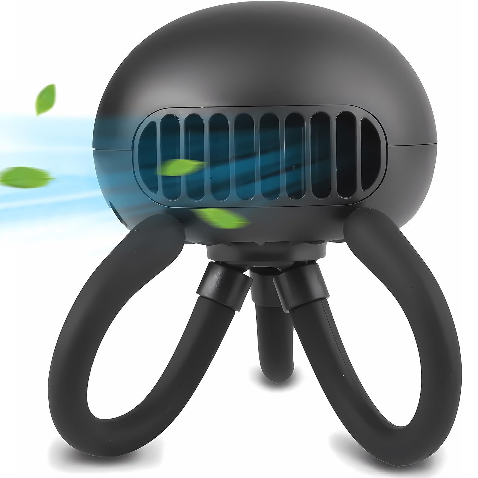 Portable Bladeless Stroller Fan with 5200mAh Battery - 3 Speed Rechargeable Clip-on Fan for Baby Stroller, Car Seat & Crib - Flexible Tripod Handheld Fan for Bike, Office Desk & Travel (Black) - Perfect for Outdoor Activities, Nursery Cooling & Workspace Comfort