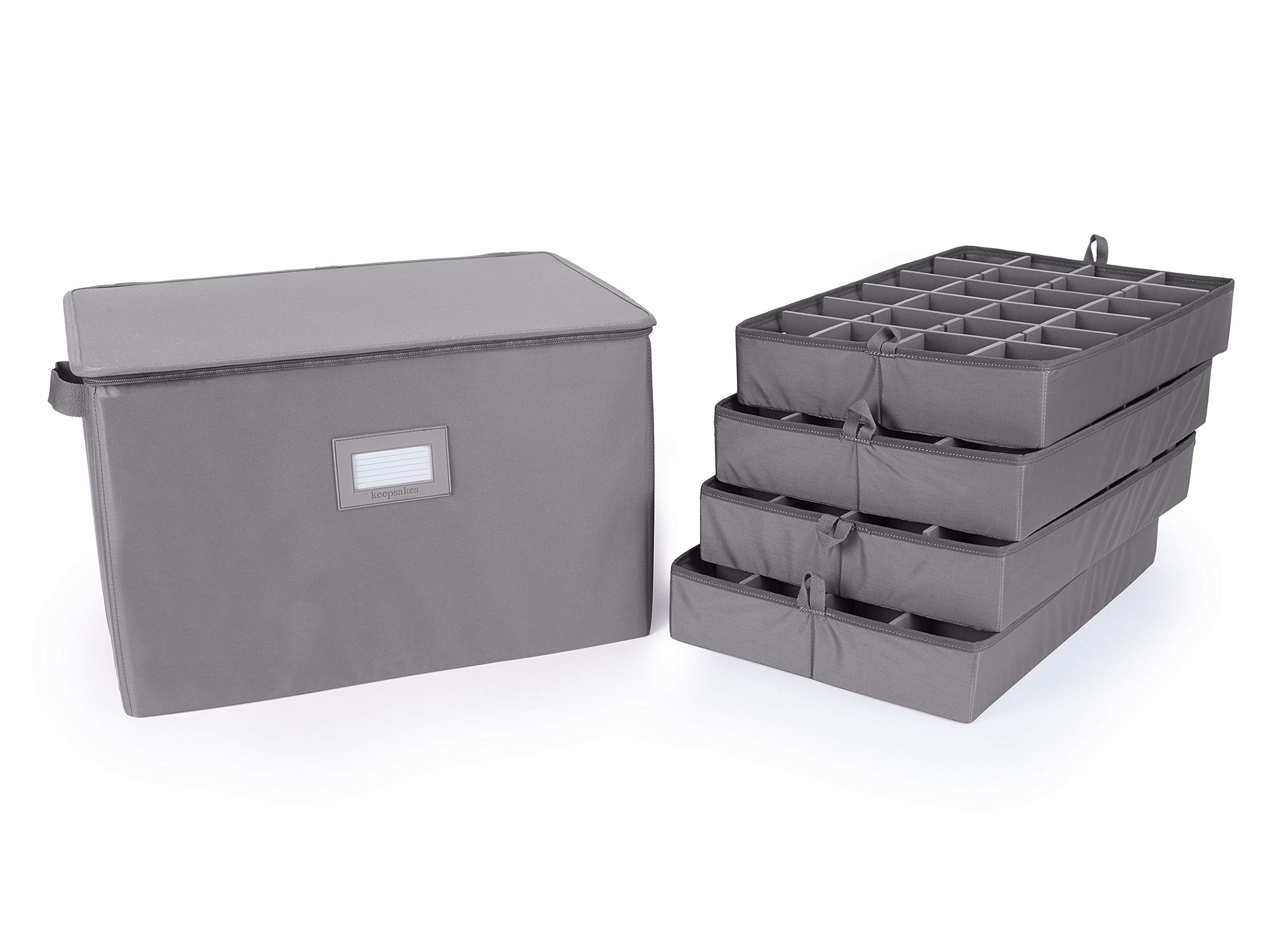 Covermates Keepsakes - Adjustable Zip-Top Storage Box with Configurable FlexGrid Compartments - Heavy Duty Polyester & Reinforced Handles - Stackable Design for Indoor Storage (Graphite) - Perfect for Organizing Photos, Memorabilia, and Keepsakes