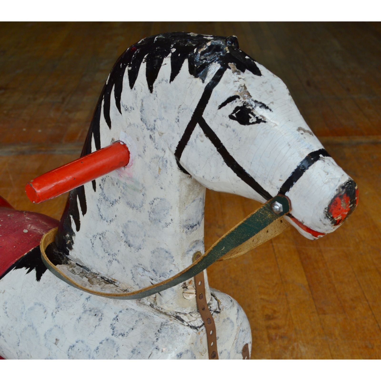 Antique Large Wooden Rocking Horse for Kids - Hand Carved Homemade Child Size 41x15x28 - Perfect for Nursery Decor & Classic Toy Collection