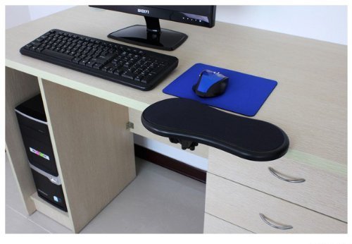 Ergonomic Adjustable Computer Desk Wrist Rest Support - Black | Comfortable Keyboard & Mouse Arm Rest for Office, Gaming & Home Workspace