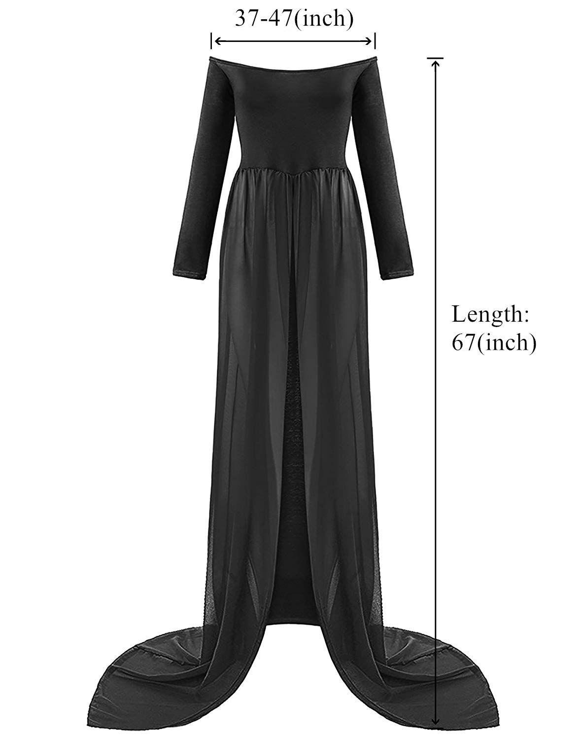 ZIUMUDY Maternity Maxi Chiffon Photography Dress - Elegant Split Front Gown for Maternity Photoshoot, Baby Shower & Pregnancy Announcement - Perfect for Outdoor, Studio & Special Occasions