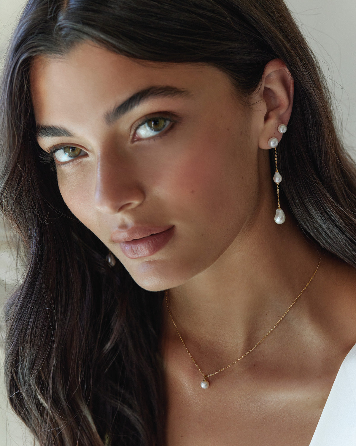 18K Gold Vermeil Floating Pearl Necklace - Elegant Dainty Jewelry for Women, Perfect for Weddings, Parties & Everyday Wear