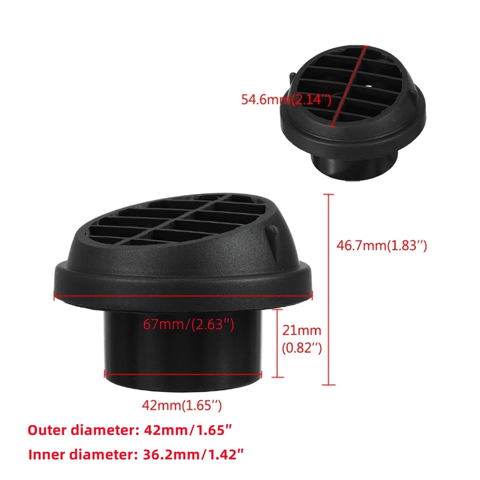 4Pcs 42mm Car Heater Duct Air Vent Outlet - Diesel Parking Heater Ducting Pipe & Exhaust Connector - Compatible with Webasto & Eberspacher - Perfect for RV, Truck & Marine Heating Systems
