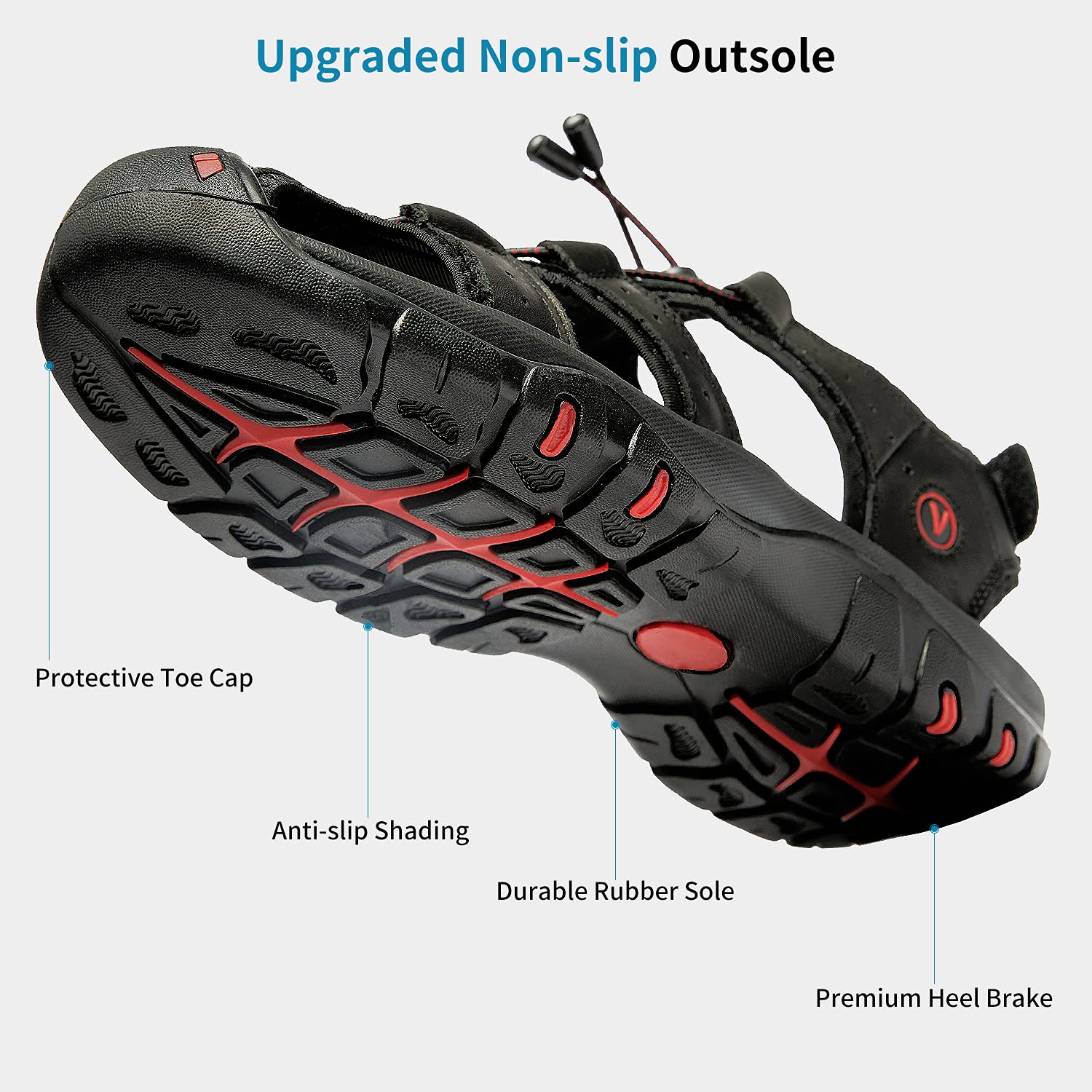 TFO Men's Leather Fisherman Sandals - Closed Toe Water Shoes for Hiking, Trekking & Walking | Breathable Athletic Sport Sandals for Summer Outdoor Activities, Beach & Water Sports
