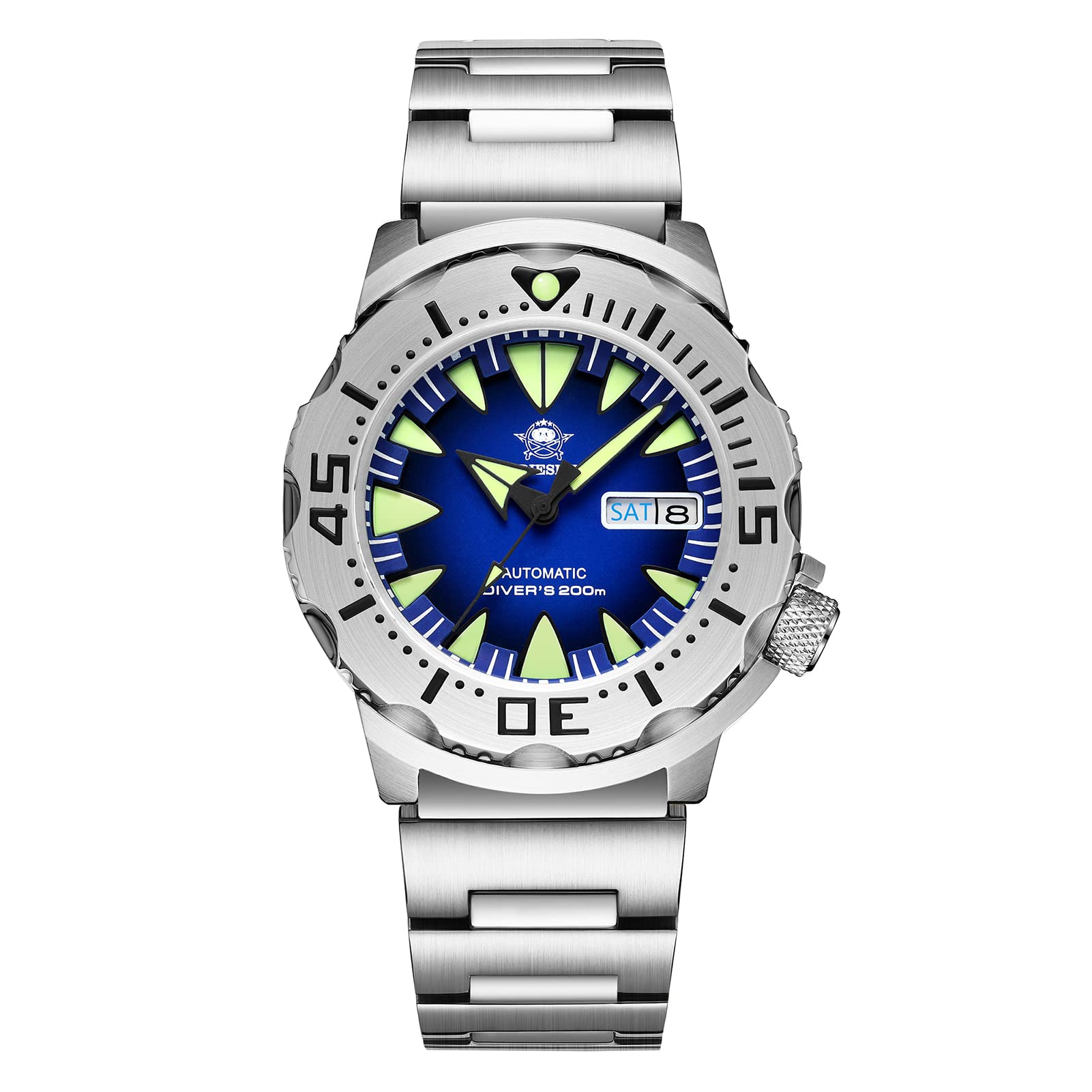 ADDIESDIVE Men's Automatic Diver Watch - 200M Water Resistant Stainless Steel Case with Scratch-Resistant Sapphire Crystal - Perfect for Swimming, Diving & Everyday Wear
