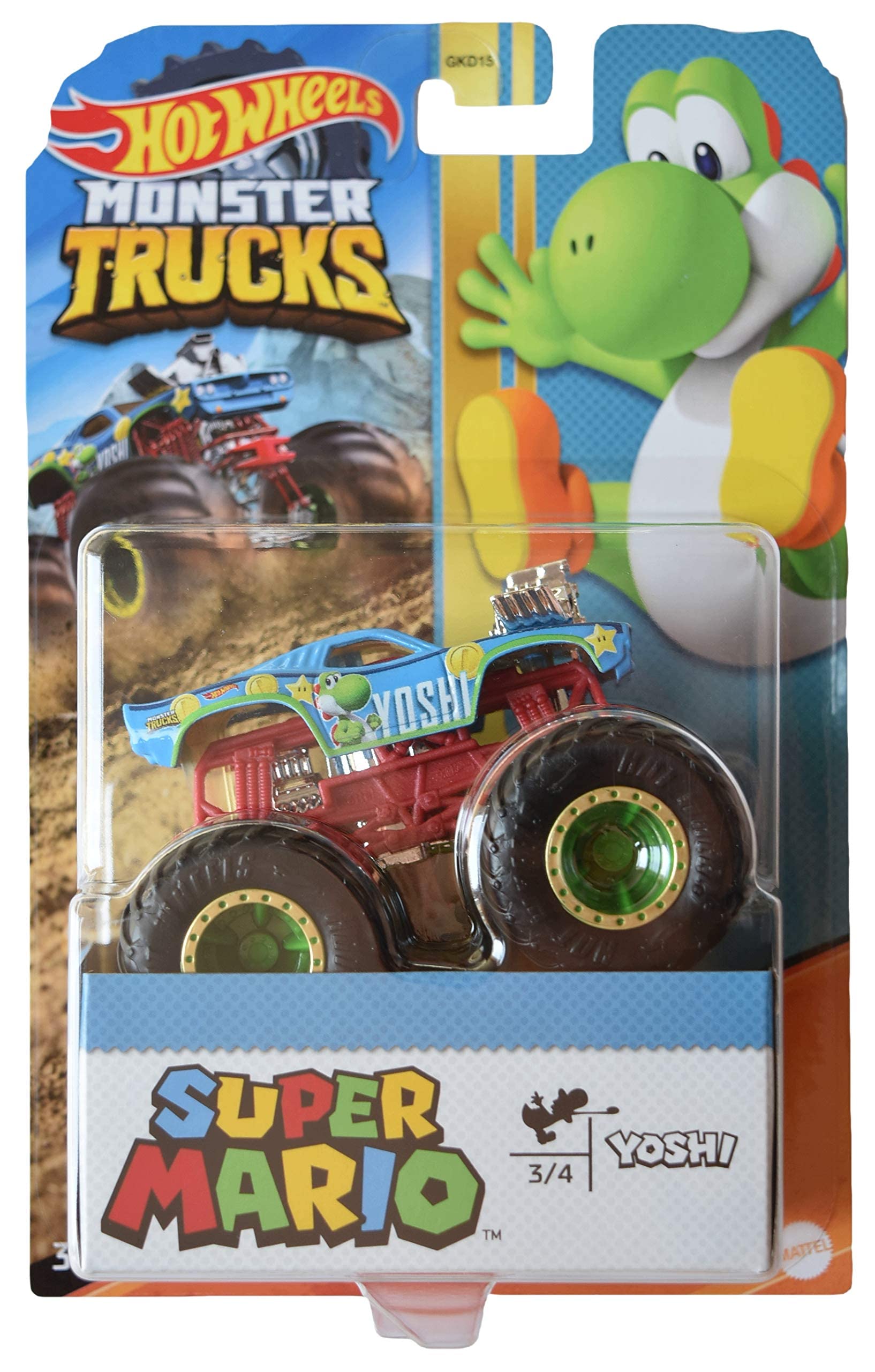 Hot Wheels Monster Trucks Super Mario Series Yoshi Die-Cast Toy Car - Collectible Super Mario Bros Character Vehicle for Kids & Adults - Perfect for Playtime, Display & Gift Giving