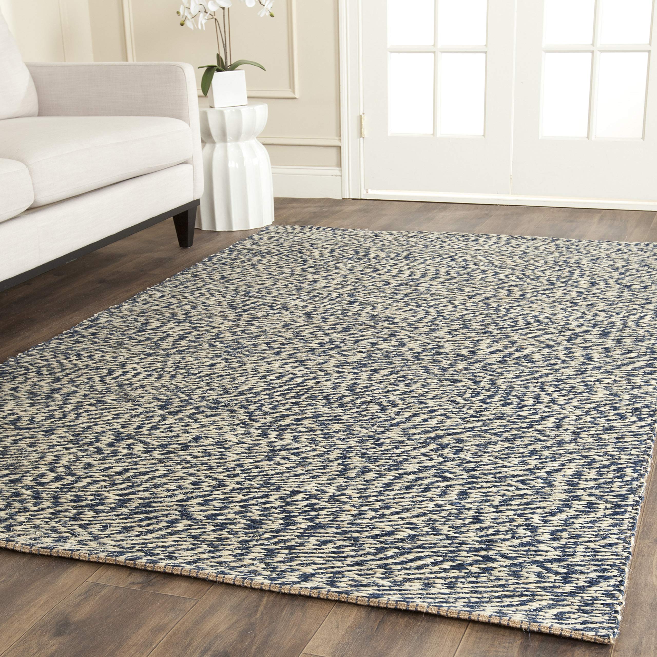 Premium Handmade Jute Area Rug 3' x 5' - SAFAVIEH Natural Fiber Collection Blue/Ivory NF448C - Perfect for Living Room, Bedroom & Boho Home Decor