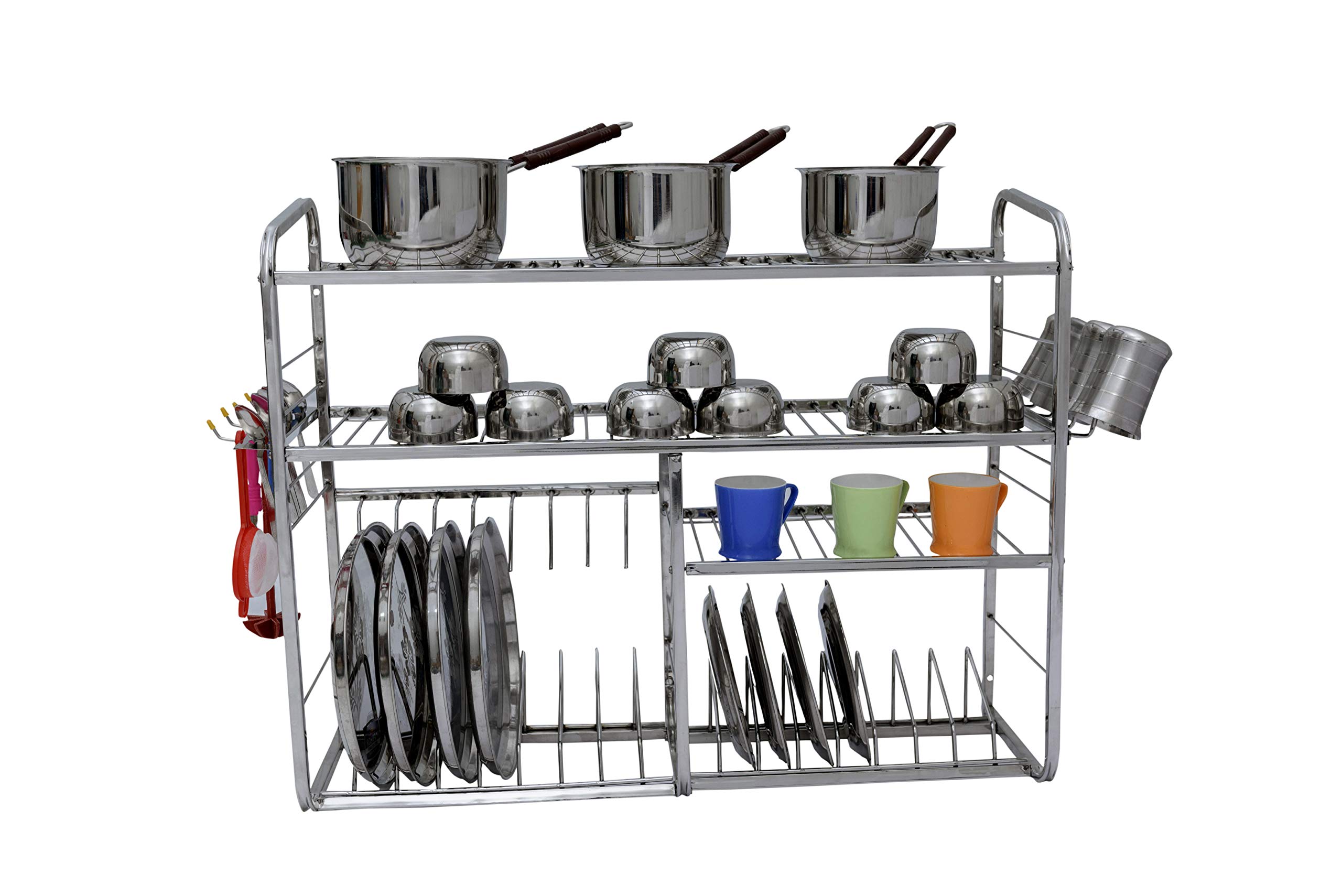DHSVS 24 x 30 Inch Stainless Steel Wall Mount Dish Rack - Heavy Duty Kitchen Organizer for Plates, Cutlery & Utensils | Space Saving Storage Solution for Small Kitchens, Restaurants & RVs