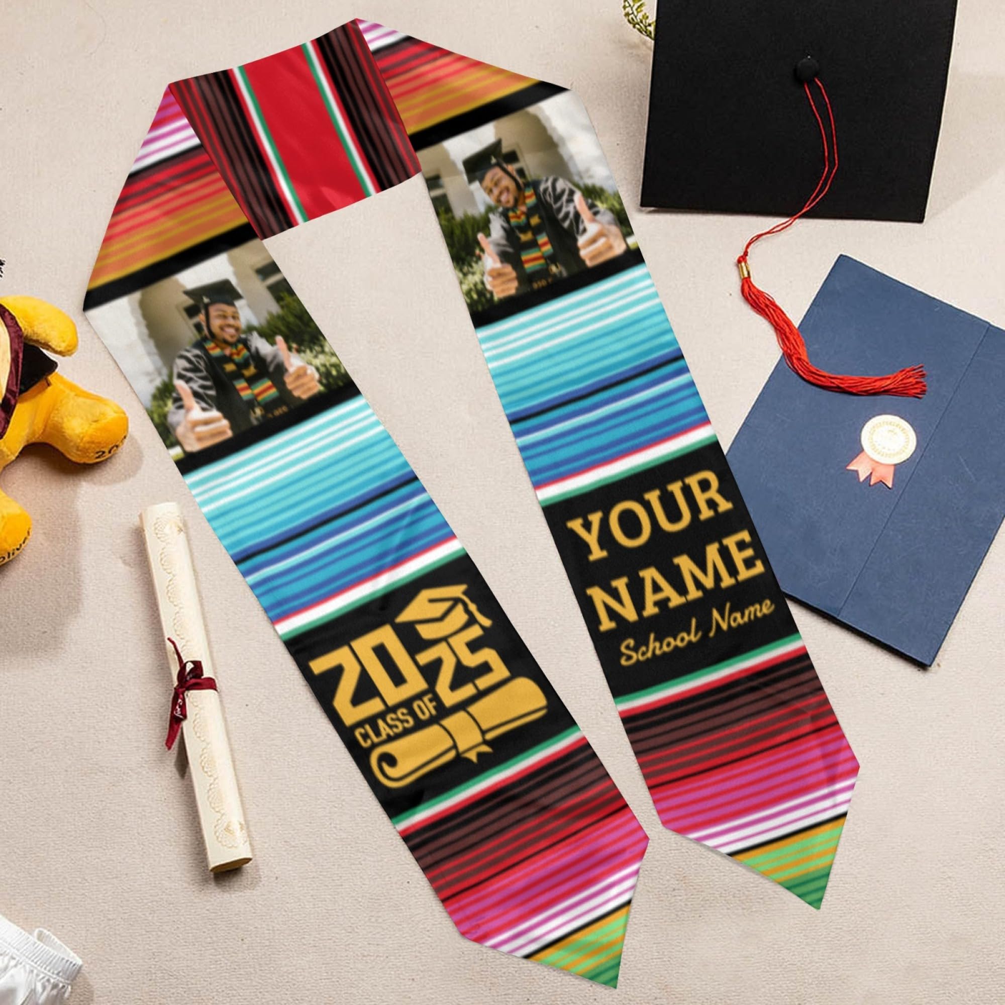 Custom Graduation Stole - Personalized Photo Graduation Sash for High School & College Ceremonies - Perfect for Graduation Gifts & Keepsakes