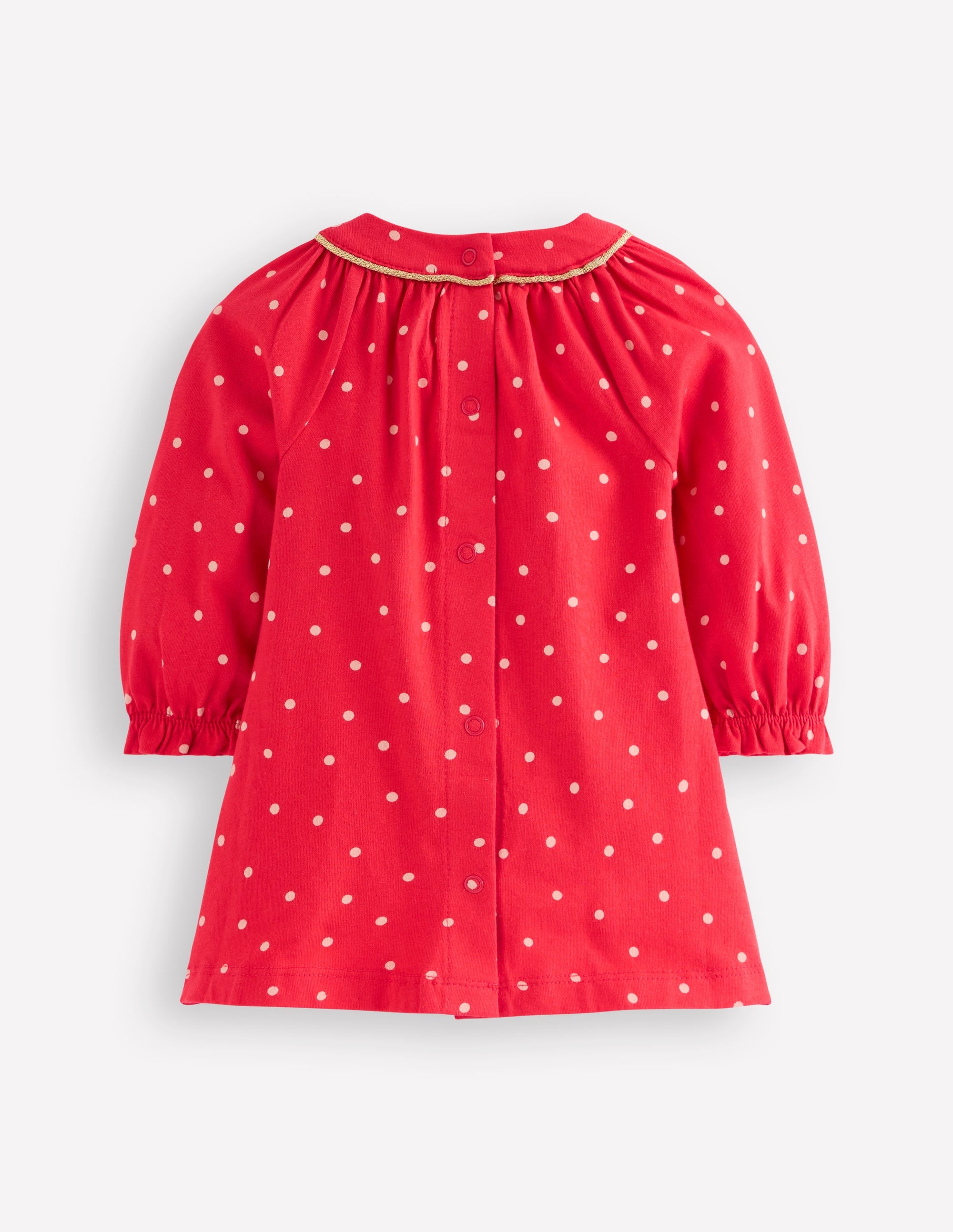 Royal Red Appliqué Jersey Dress with Spot Mice Design - Perfect for Casual Outings, Parties, and Special Occasions