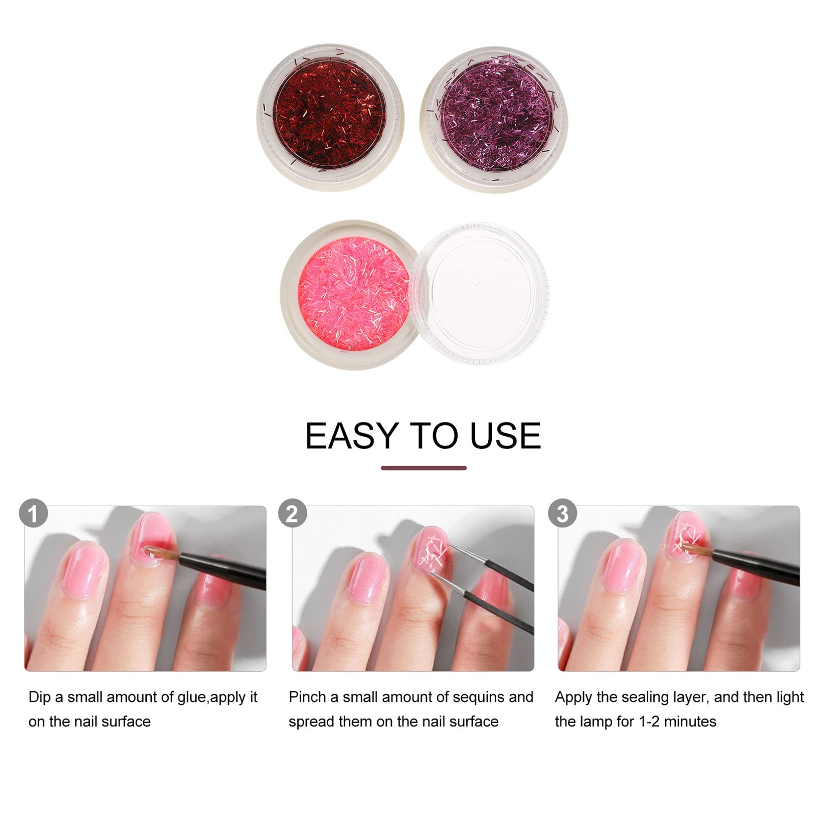 Beaupretty 3-Pack Nail Art Decorations Kit - DIY Nail Glitter & Silk Thread for Manicure - Perfect for Home Nail Salon, Party Nail Designs & Professional Nail Artistry