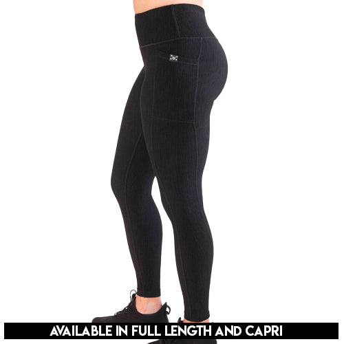 High Waist Ribbed Leggings for Women - Stretchy & Comfortable Black Yoga Pants - Perfect for Workout, Lounge & Everyday Wear