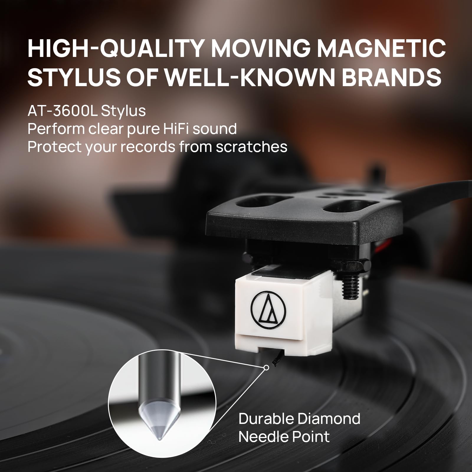 Wireless Bluetooth Turntable with Built-in Speakers - Belt Drive Vinyl Record Player with Auto Stop, 33/45 RPM Speed, RCA & AUX Output - Perfect for Home Entertainment & Vinyl Enthusiasts