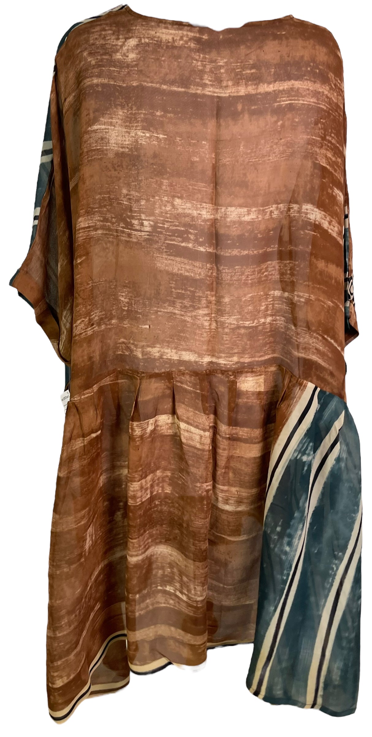 PRG6353 Sheer Wabi Sabi Pure Silk Boxy Babydoll Dress - Elegant Loungewear for Home & Date Nights