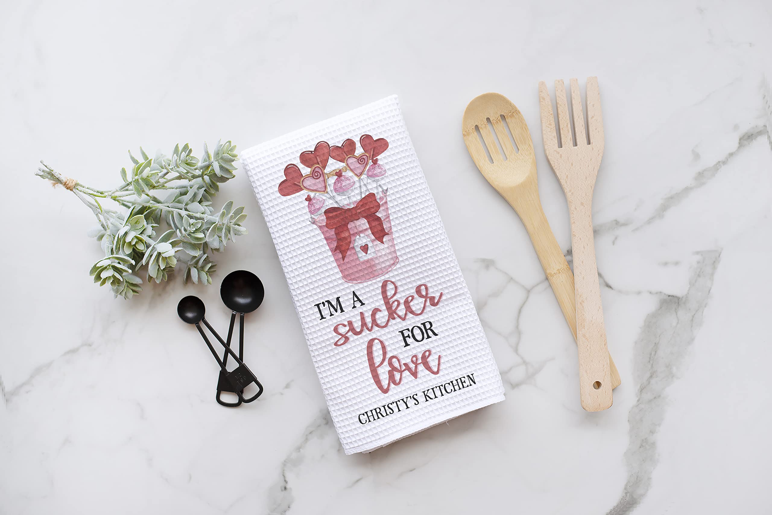 Custom Sucker For Love Valentine Dish Towel - Personalized Kitchen Towel for Valentine's Day Gifts | Cute Couples Home Decor | Perfect for Romantic Dinners, Kitchen Decor & Housewarming Gifts
