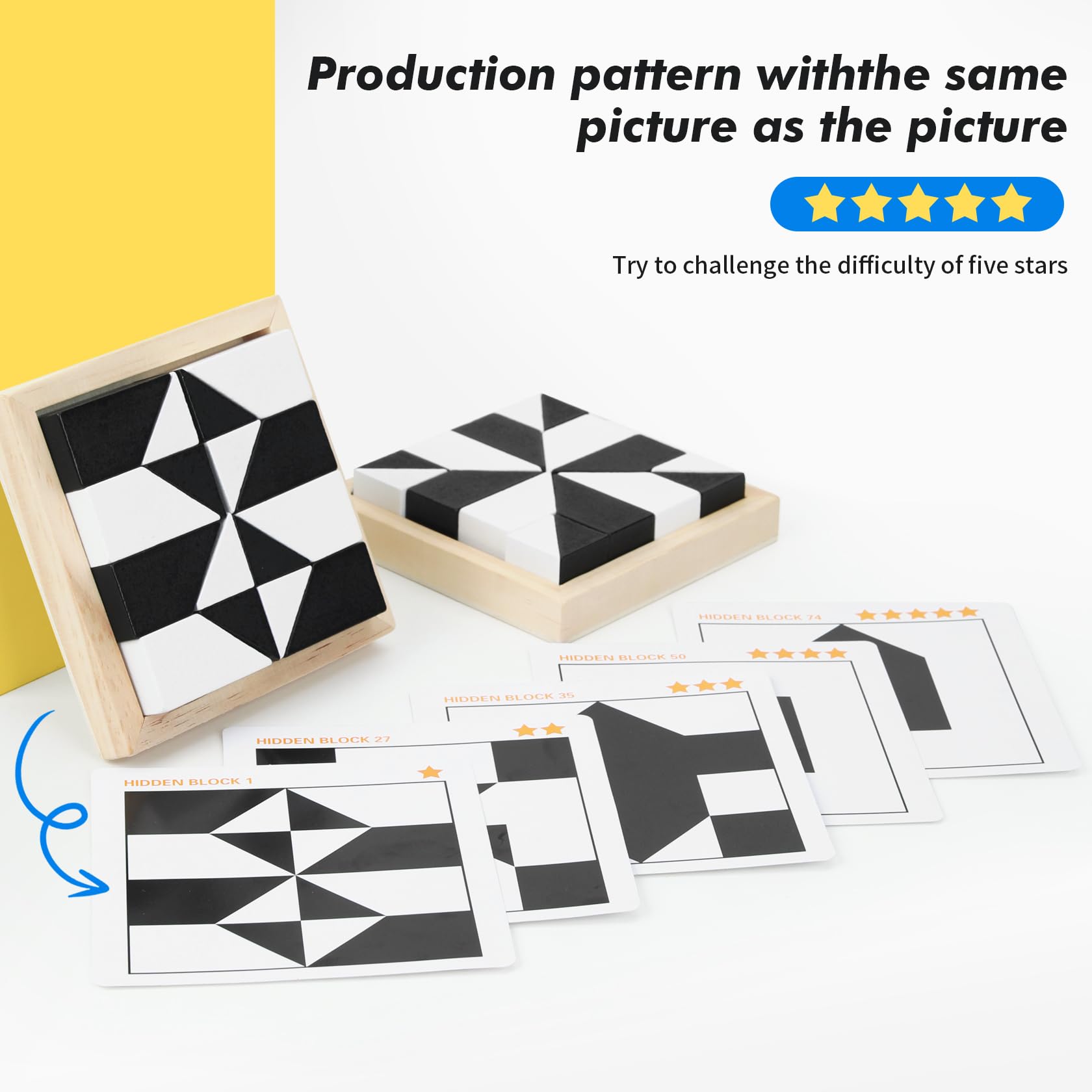 QZMTOY Wooden Blocks Puzzle Table Games - 80 Challenge Brain Teaser, STEM Montessori Educational Toys for Boys & Girls | Travel & Party Games | Stocking Stuffers for Kids | Perfect for Classroom, Home Learning & Family Game Night