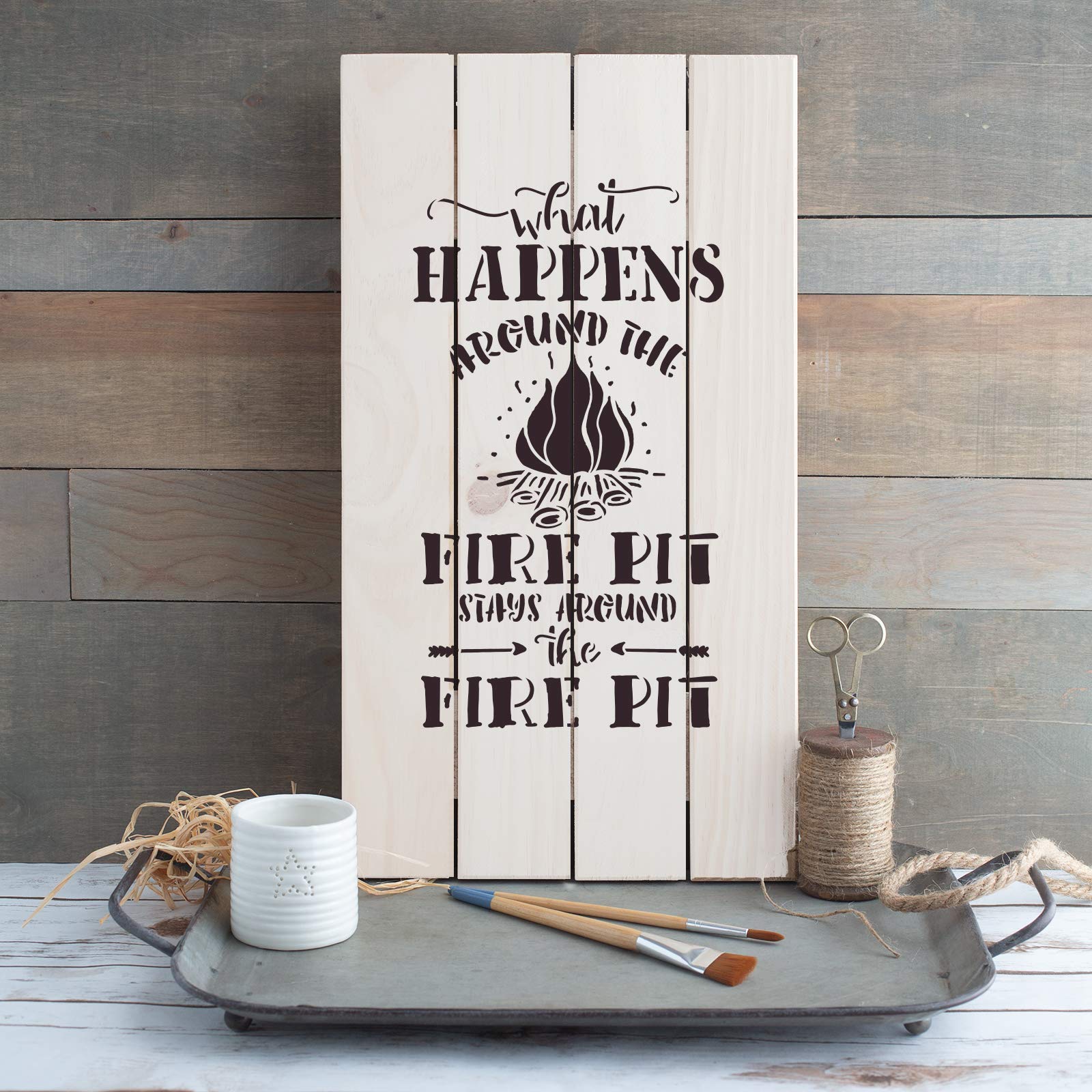 Fire Pit Camping Summer Sign Stencil - DIY Outdoor Decor for Camping, Backyard, and Bonfire Parties | Perfect for Wood Burning, Painting, and Craft Projects