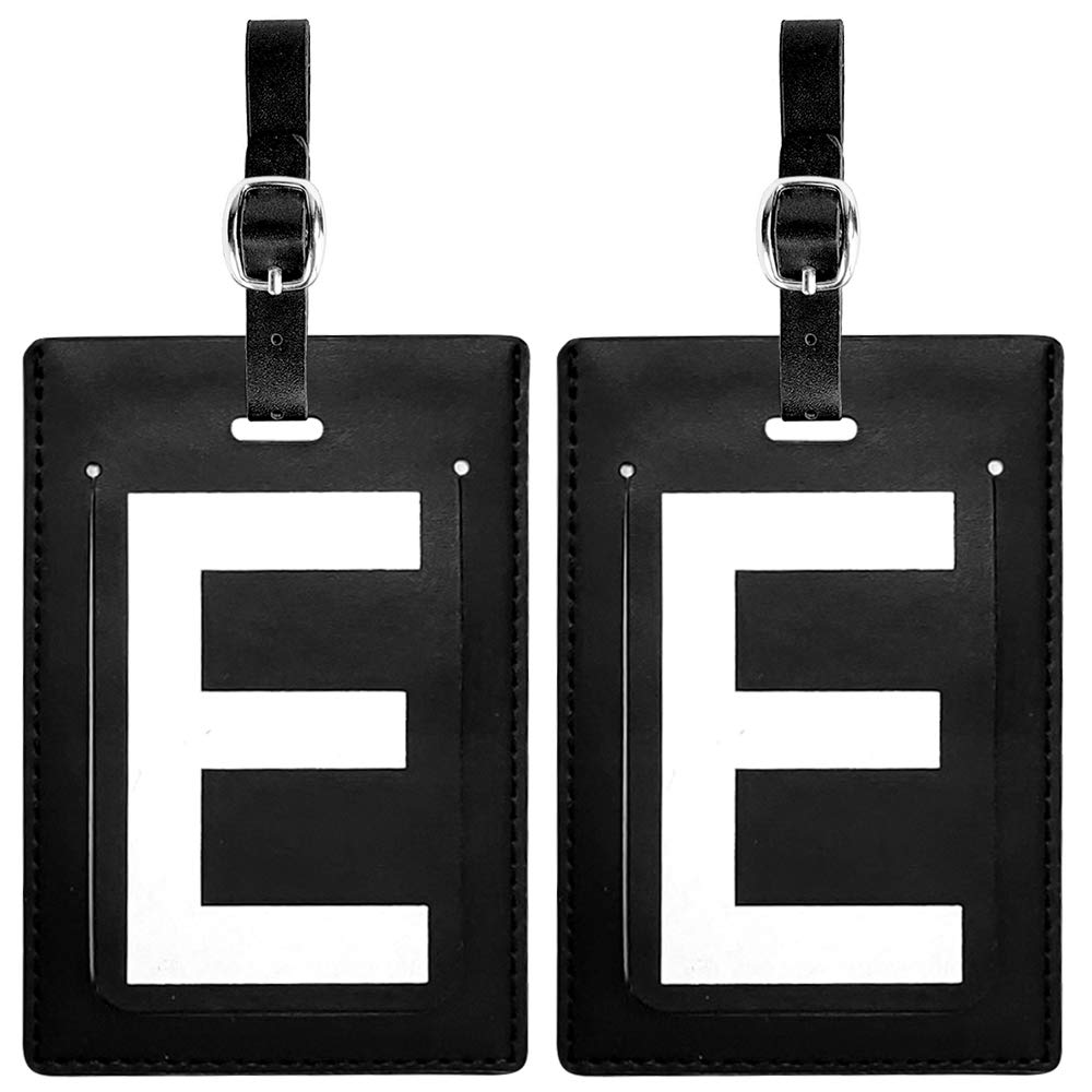 Personalized Leather Luggage Tags Set of 2 - Custom Monogram Travel Bag Tags with Privacy Flap & Address Cards - Durable Initials for Suitcases, Backpacks & Carry-Ons - Perfect for Air Travel, Business Trips & Vacation