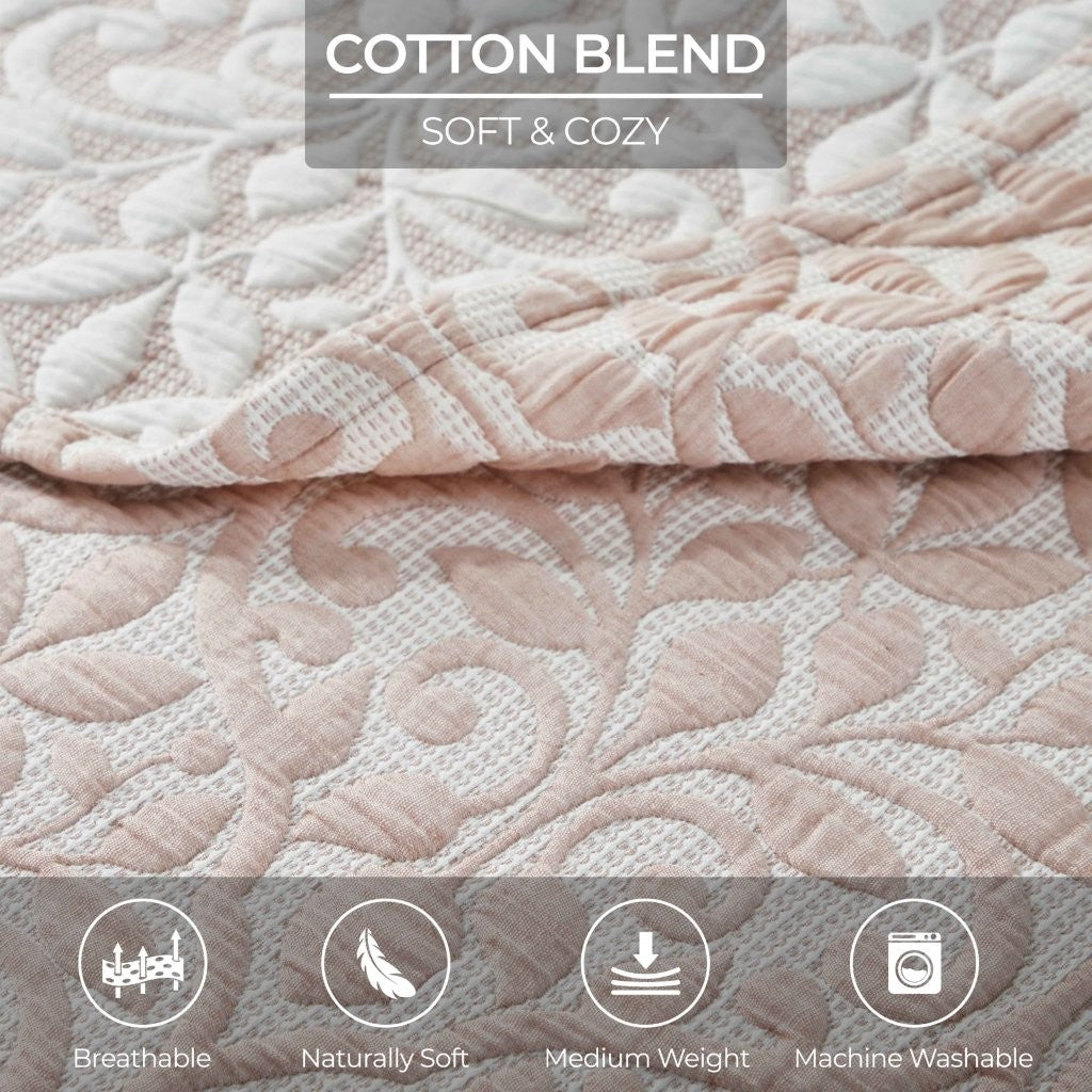 Premium Vineyard Cotton Blend Medium Weight Matelasse Woven Coverlet - Soft Bedspread for All Seasons | Perfect for Guest Rooms, Master Bedrooms & Cozy Home Decor