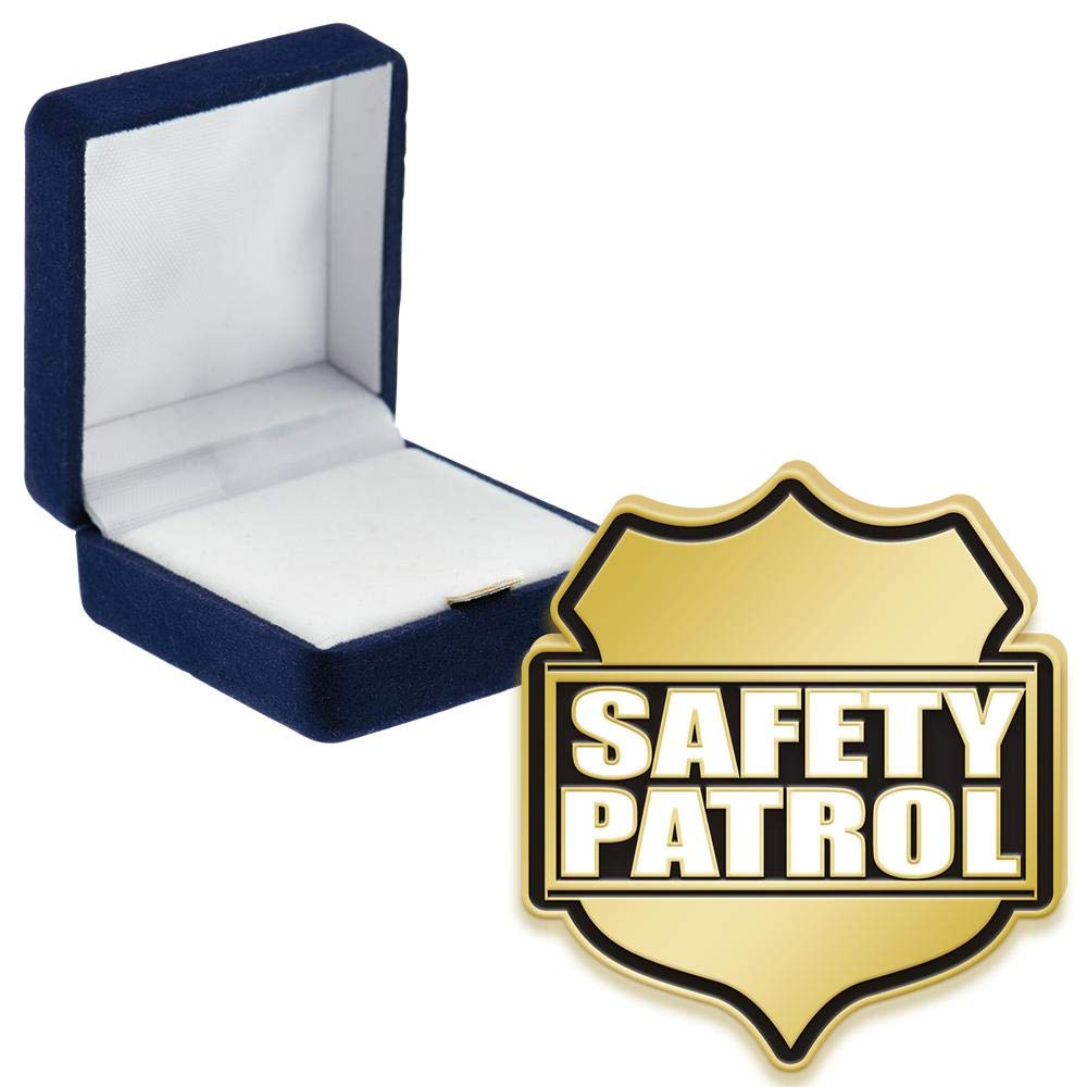 Premium Safety Patrol Pins with Blue Velvet Presentation Case - Official Crown Awards Badges for School Safety Patrols, Security Guards & Event Volunteers - Perfect for Recognition Ceremonies, Awards Banquets & Team Appreciation Events