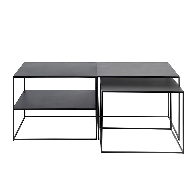 PEBBLE Nest of 2 Coffee Tables - 65x60cm Modern Side Tables Set in Black - Perfect for Living Room, Bedroom or Office Decor