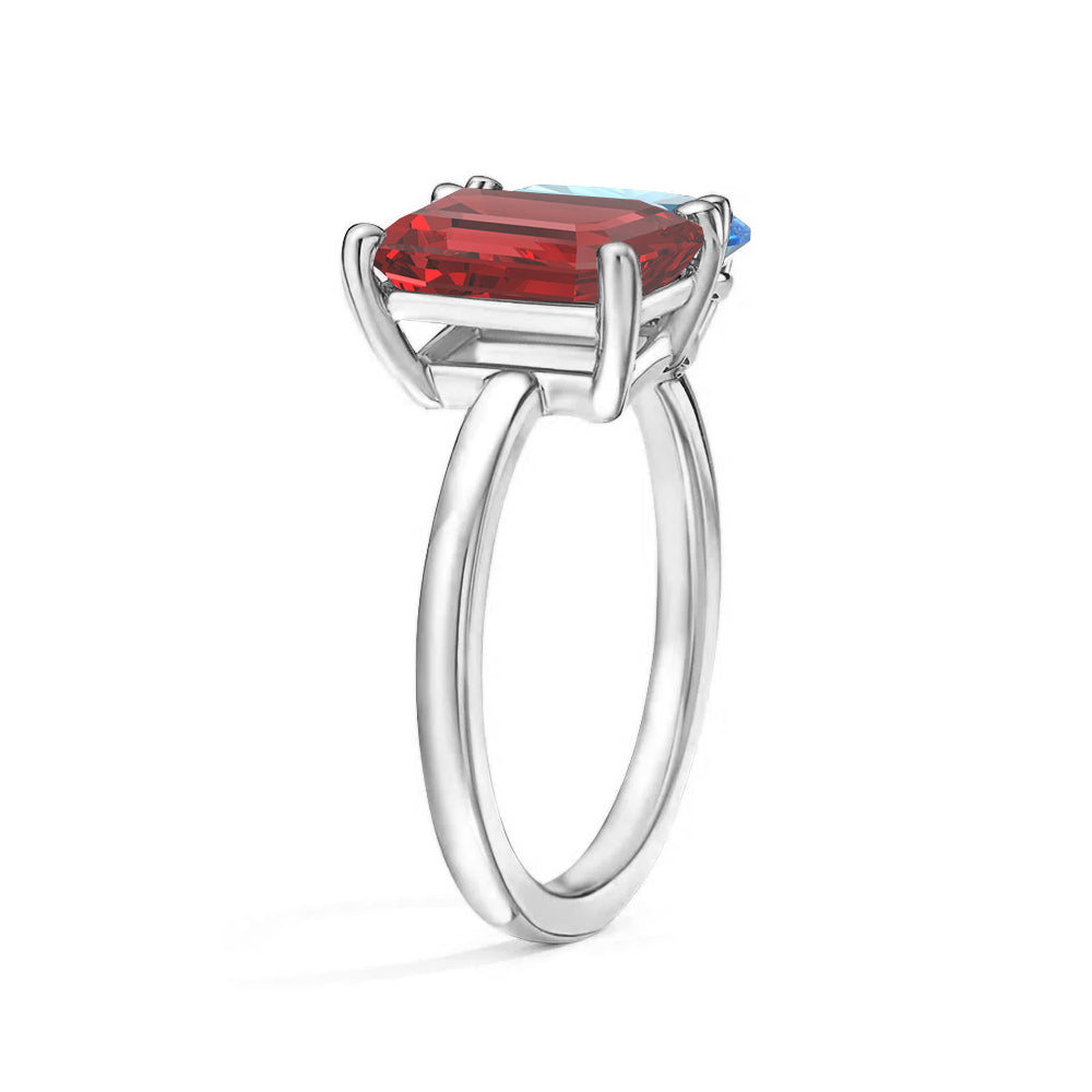 Personalized Toi et Moi Ruby Birthstone Ring for Women - Custom Anniversary, Engagement & Wedding Jewelry Gift - Perfect for Romantic Occasions & Special Celebrations