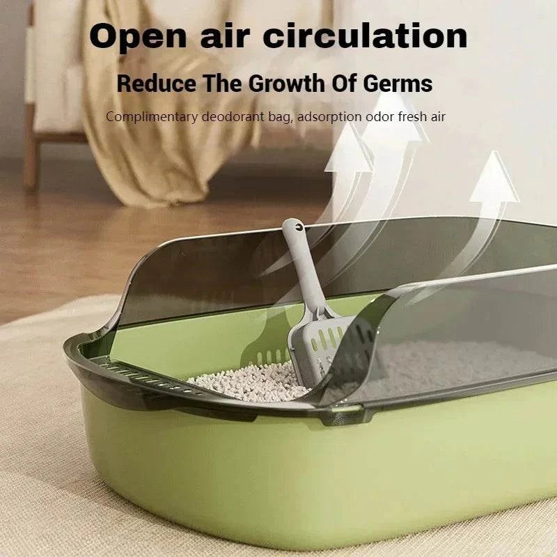 Semi-Enclosed Cat Litter Box with Odor Control - Privacy Hood for Indoor Cats - Perfect for Small Spaces & Apartments