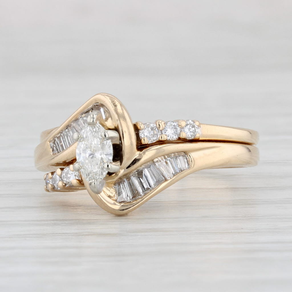 0.62ctw Diamond Engagement Ring & Wedding Band Set in 14K Gold - Size 7 | Bridal Jewelry for Proposals, Anniversaries & Special Occasions