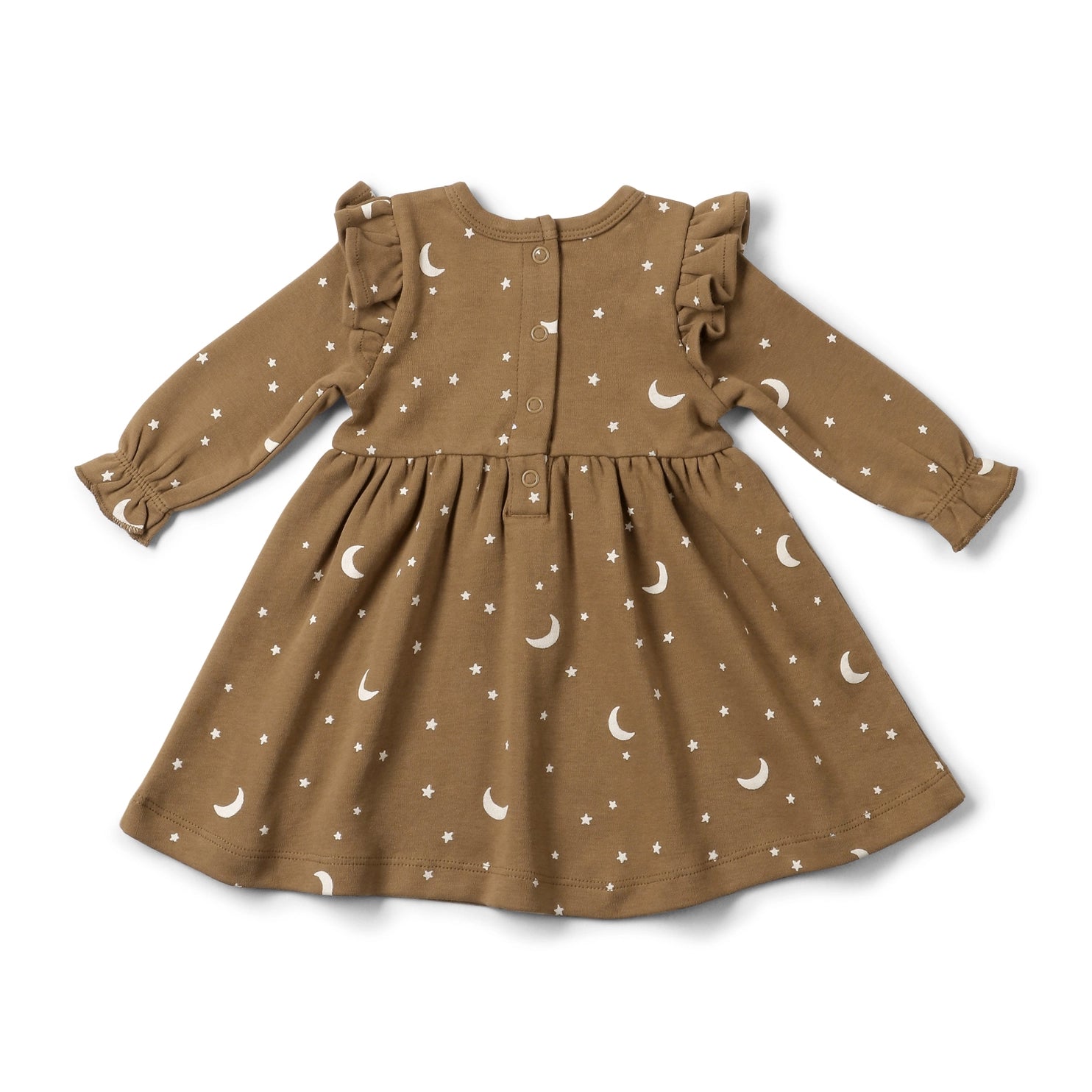 Organic Cotton Ruffle Dress for Girls - Soft & Comfortable Baby Toddler Dress - Moonlight Blue Floral Print - Perfect for Birthday Parties, Photo Shoots & Special Occasions