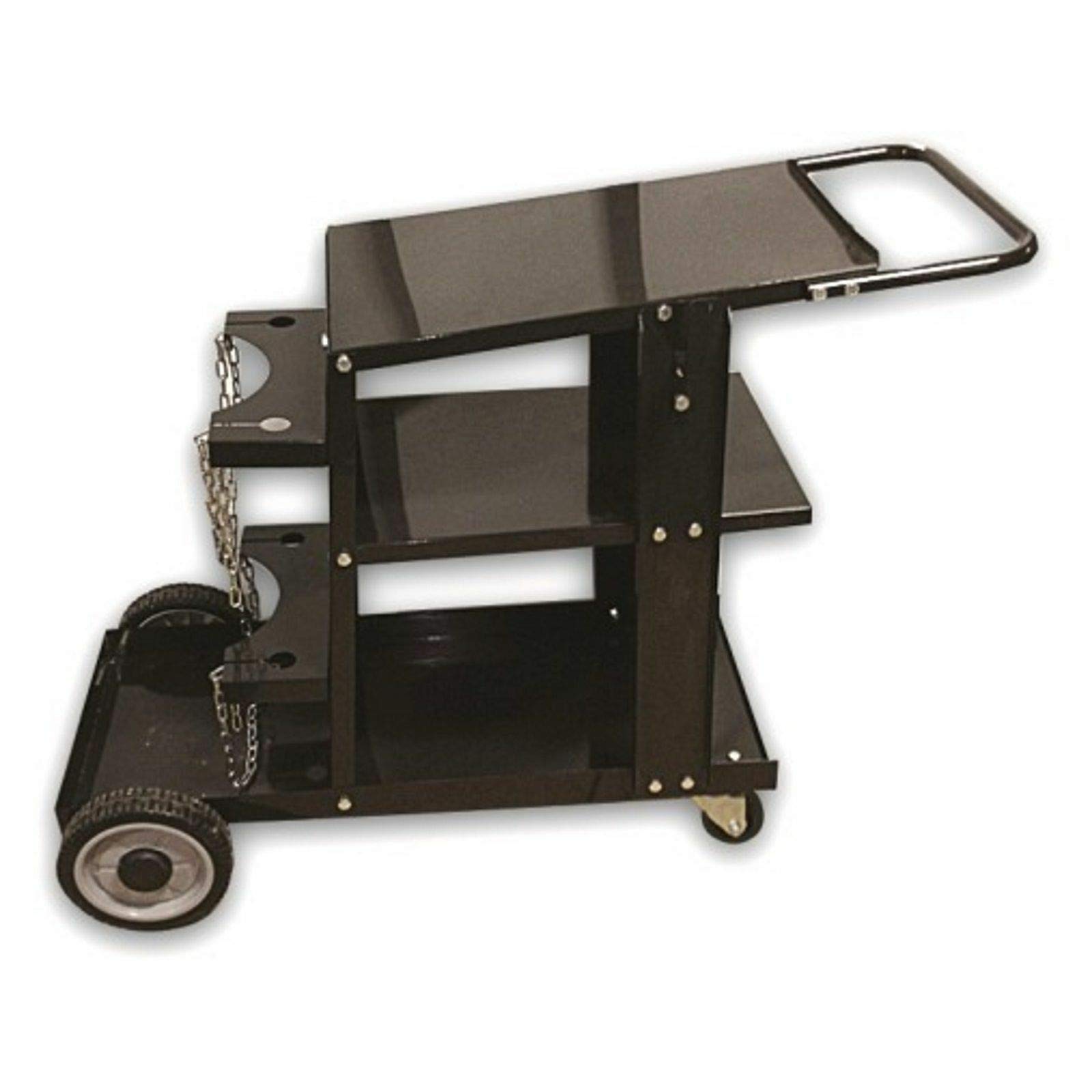 3-Tier Heavy Duty Rolling Welding Cart with Lockable Wheels & Gas Tank Storage - Portable Workstation for TIG/MIG Welders & Plasma Cutters - Ideal for Garage, Workshop & Industrial Metal Fabrication (Black)
