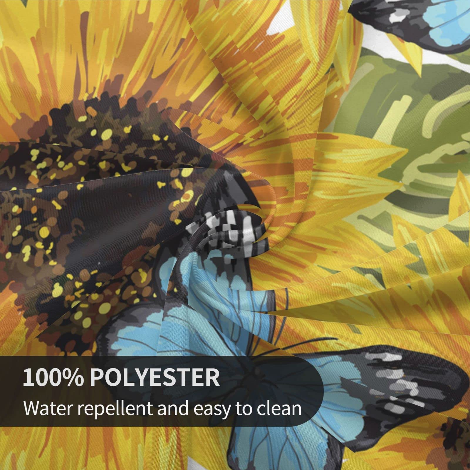 **60 Inch Waterproof Sunflower Tablecloth - Round Butterfly Design Washable Polyester Table Cover for Kitchen, Dining Room, Indoor & Outdoor, Picnic, Patio, Party Decor - Perfect for Spring Celebrations & Garden Gatherings**