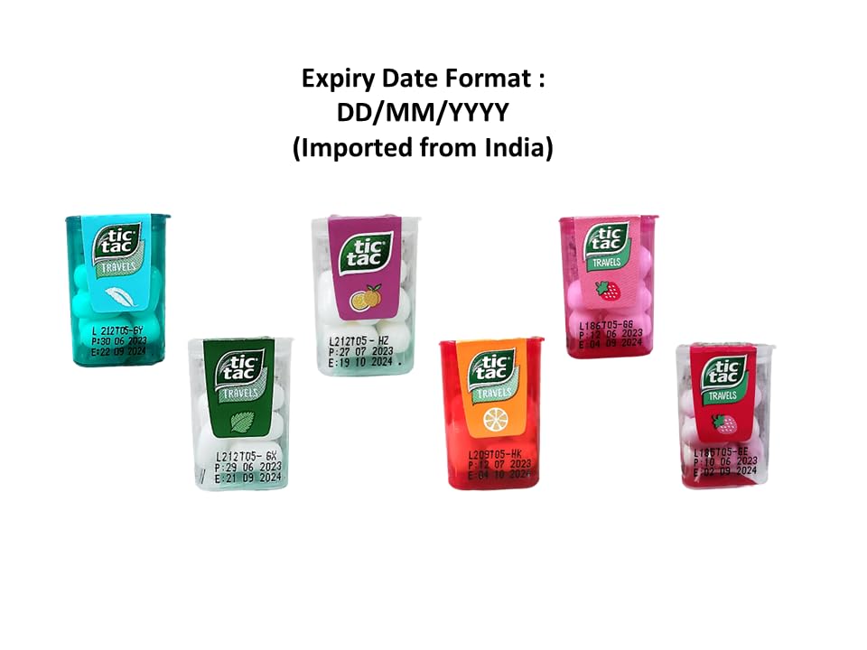 Fruity Mint Tic Tacs Travel Size Candy Pack - 30 Mini Boxes Assorted Flavors (Mint, Orange, Peach Passionfruit, Spearmint, Red Apple) - Perfect for Parties, Travel, Office Snacks & Gift Giving - Bulk Pack of Fresh Breath Mints