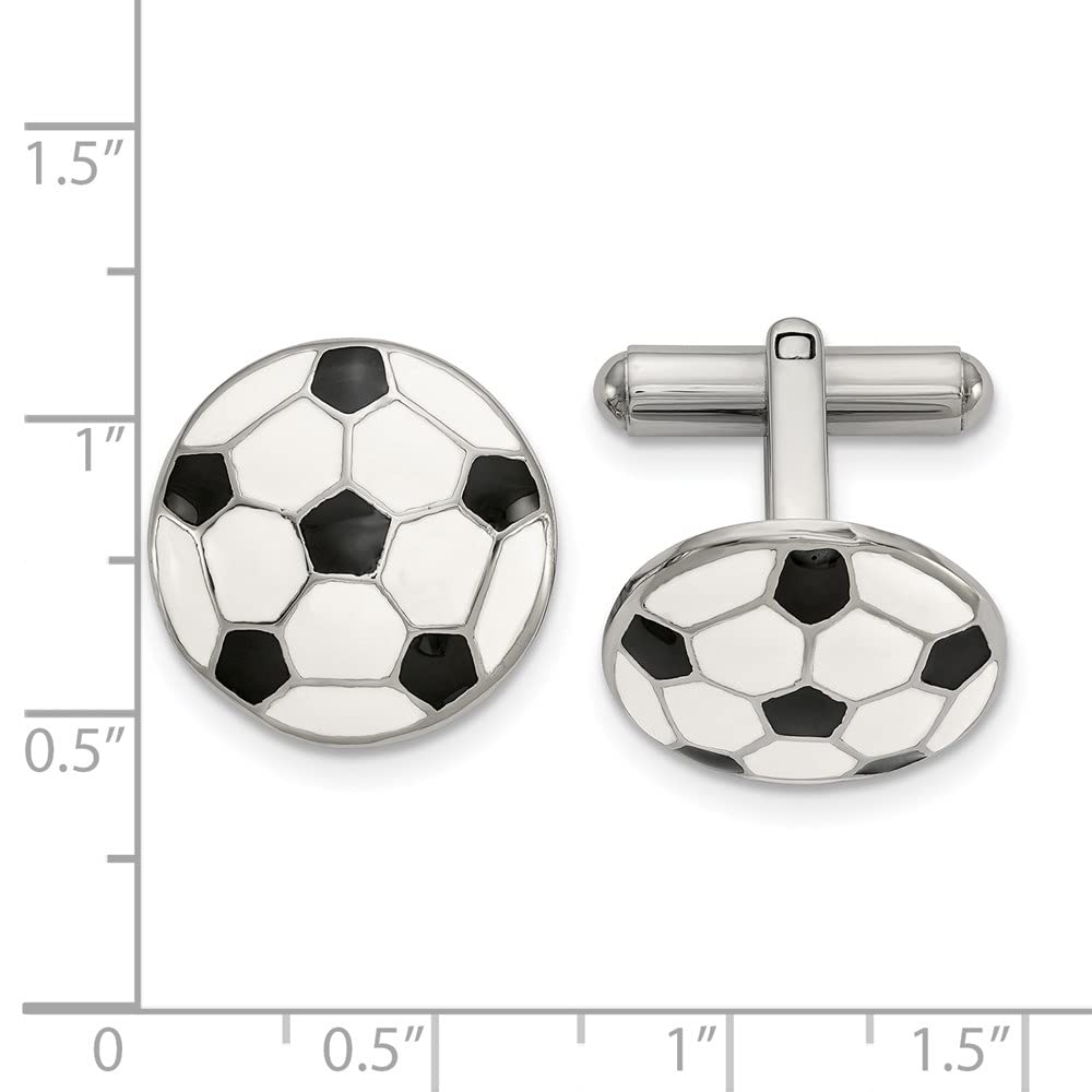 The Black Bow Stainless Steel & Enameled Soccer Ball Cuff Links, 17mm (5/8 Inch) - Perfect for Weddings, Business Meetings & Formal Events