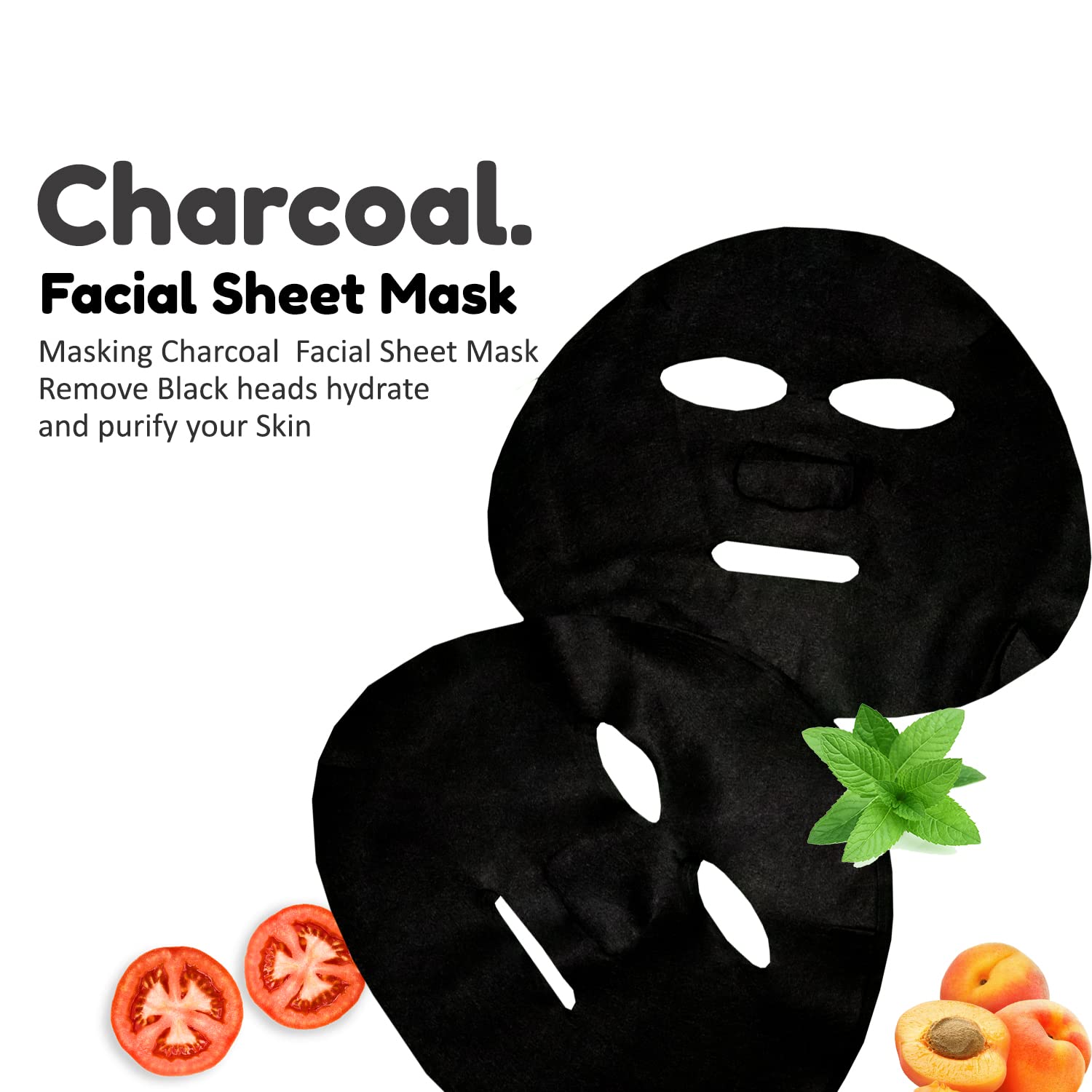 Masking Diva Charcoal Face Sheet Mask - Natural Bamboo & Tea Tree Facial Mask with Detoxifying Charcoal for Deep Cleansing, Anti-Aging & Skin Purification (Pack of 4) | Perfect for Spa Nights, Self-Care Routines & Glowing Skin