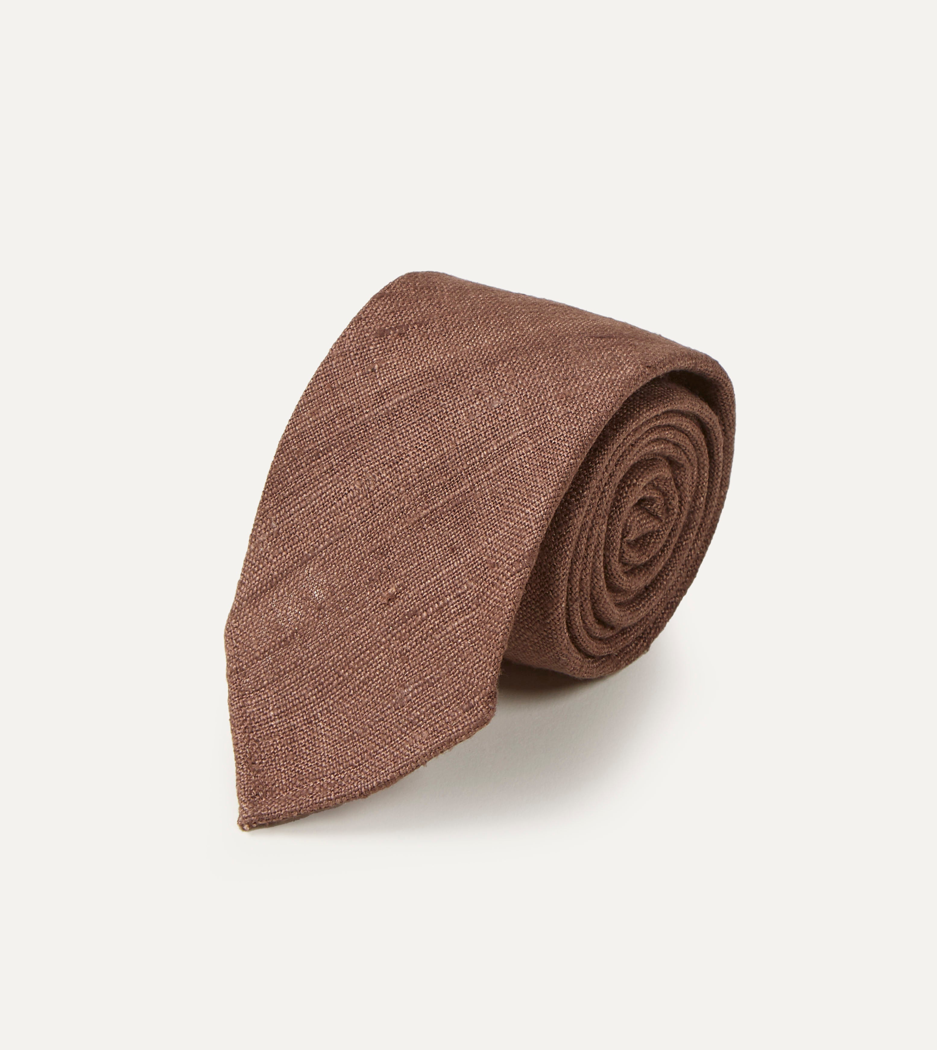 Handmade Brown Tussah Silk Tie for Men - Premium Hand Rolled Necktie for Business, Weddings & Formal Occasions