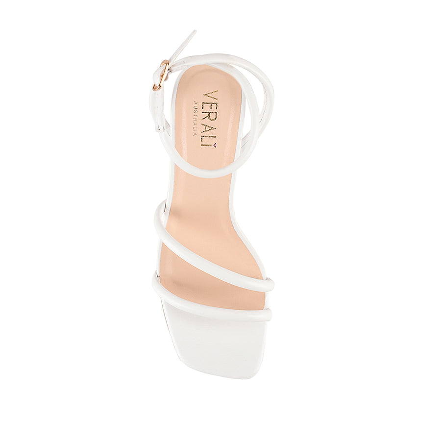 Nadia Women's White Block Heel Sandals - Comfortable Summer Dress Shoes for Weddings, Parties & Office Wear