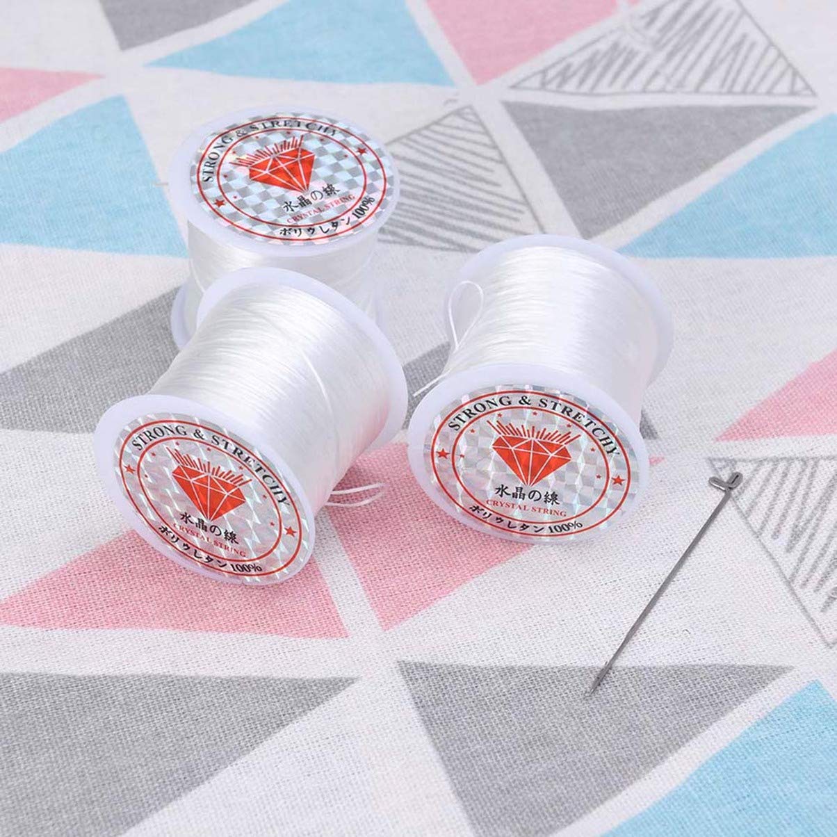 3-Piece Elastic Crystal Rope Set - Transparent Stretchable Thread for Jewelry Making, DIY Crafts, Beading & Scrapbooking - Perfect for Bracelets, Necklaces & Home Decor Projects