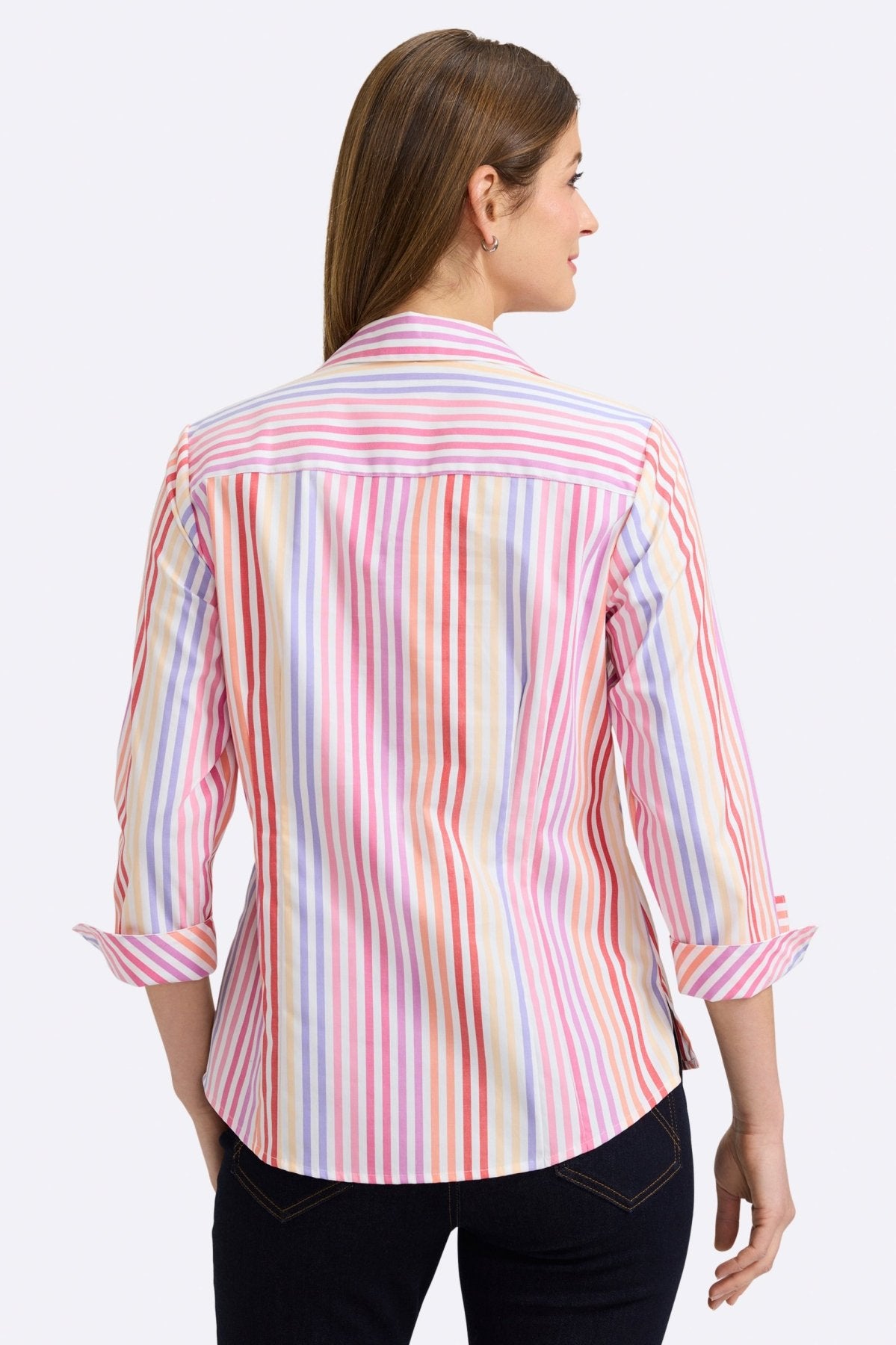 Taylor No Iron Pinpoint 3/4 Sleeve Dress Shirt for Women - Professional Office Wear & Business Casual Attire