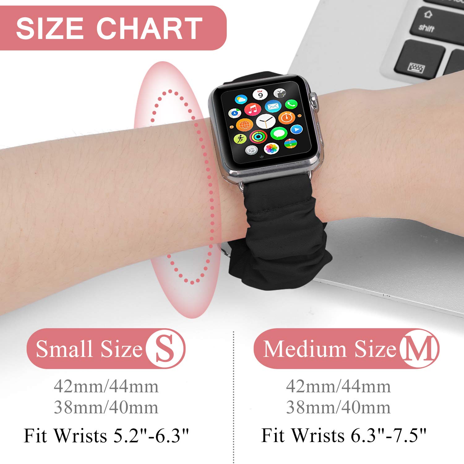 Scrunchie Watch Bands for Women - Soft Elastic Replacement Wristband Compatible with Apple Watch Series 10/9/8/7/6/5/4/3/2/1/SE (38mm 40mm 41mm 42mm 44mm 45mm 46mm 49mm Ultra) - Perfect for Workouts, Yoga & Everyday Fashion Accessory