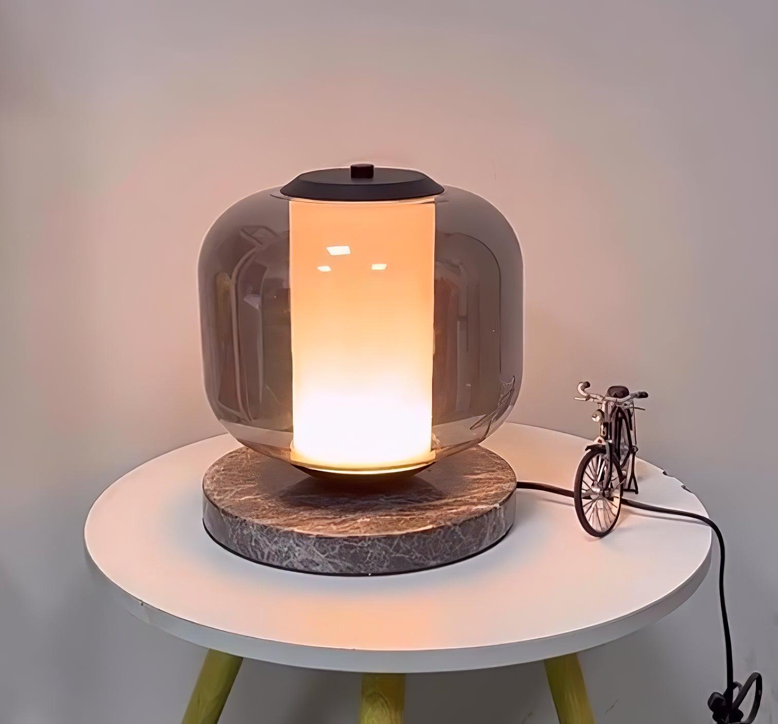 Elegant Eira Marble Table Lamp - Modern Home Decor Lighting for Living Room, Bedroom & Office - Dimmable LED Desk Lamp with USB Port