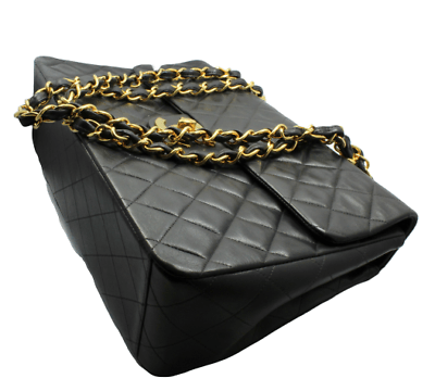 Vintage 1995 Chanel Jumbo XL Maxi Black Quilted Lambskin Single Flap Handbag - Luxury Designer Purse for Women | Perfect for Evening Events, Parties & Special Occasions