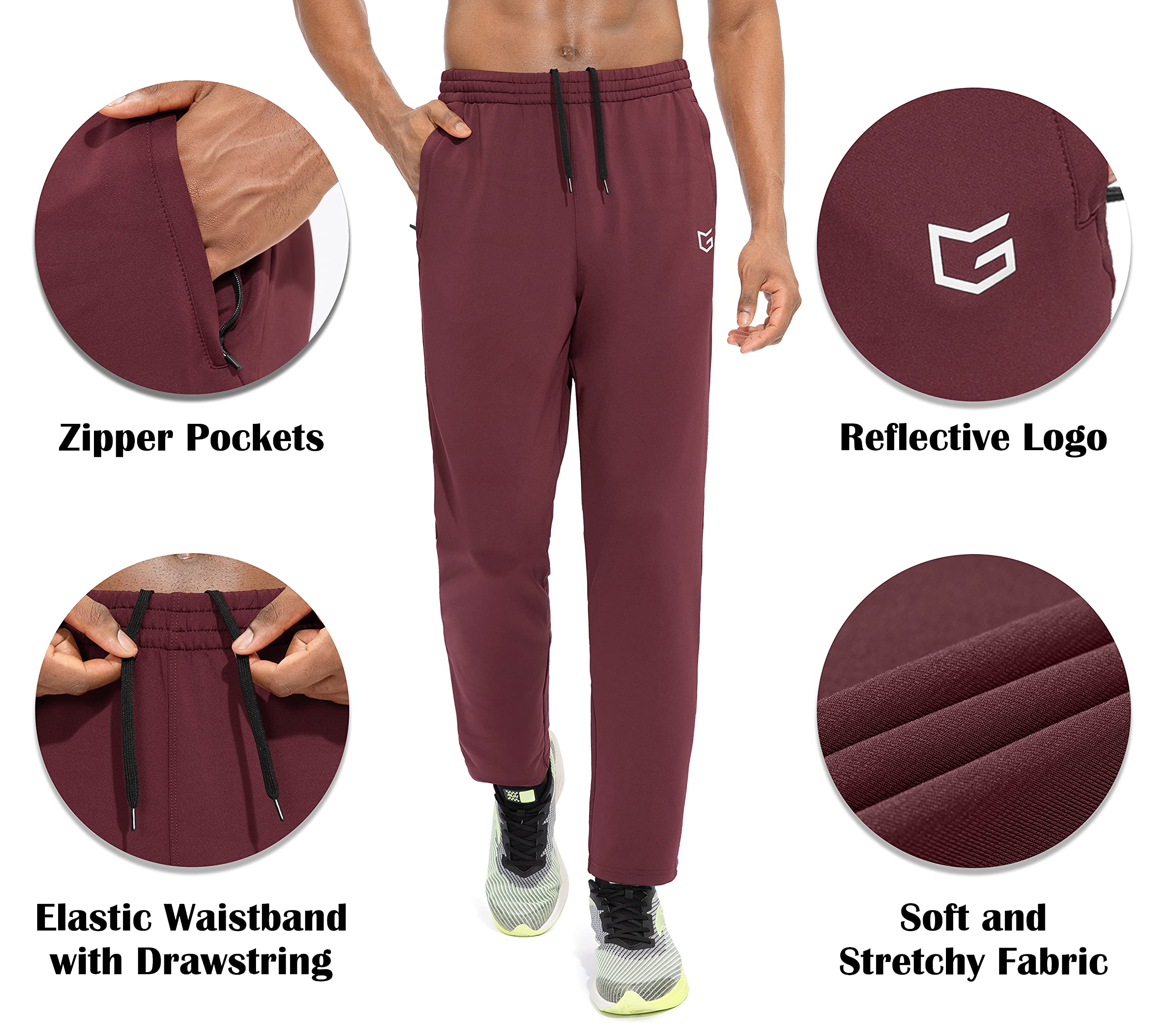 Men's Slim Fit Tapered Sweatpants with Zipper Pockets - Athletic Track Pants for Running, Workout & Exercise | Gym, Jogging & Casual Wear
