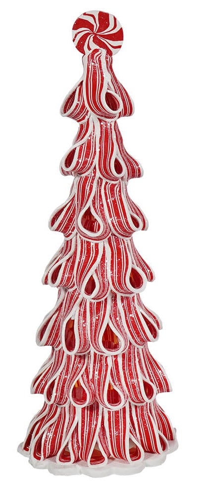 14-Pack Battery Operated Peppermint Ribbon Candy Christmas Tree Decorations - Perfect for Holiday Home Decor, Party Centerpieces & Festive Gift Giving